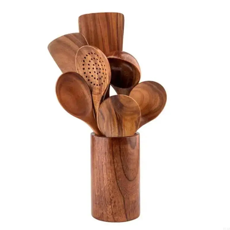 Kjøkkenredskap i teak, 8 - deler for alle matlagingsbehov