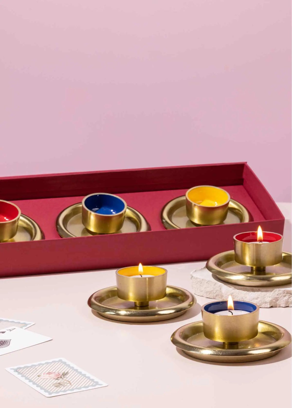 Cirque Enamelled Iron Tea Light Holders | Handcrafted Candle Set of 3