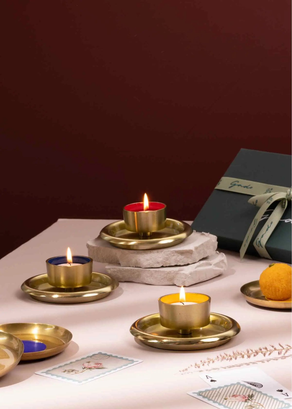 Cirque Enamelled Iron Tea Light Holders | Handcrafted Candle Set of 3
