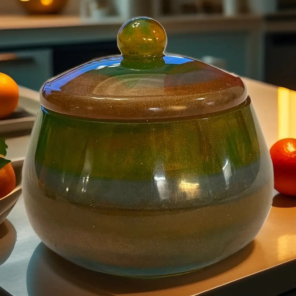 Håndlaget Liten Epoxy Krukke med Lokk