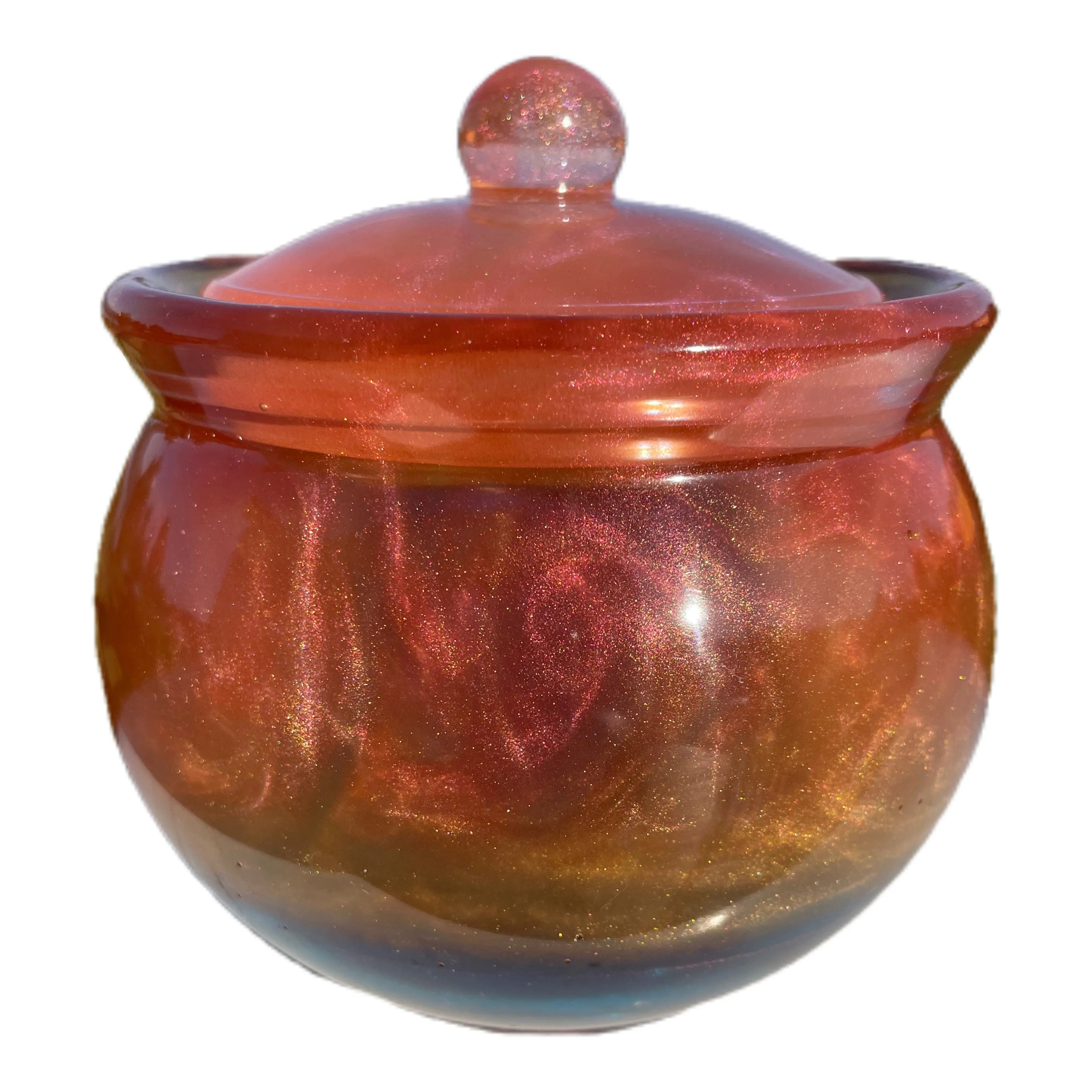 Utsøkt håndlaget dekorativ epoxy krukke med lokk