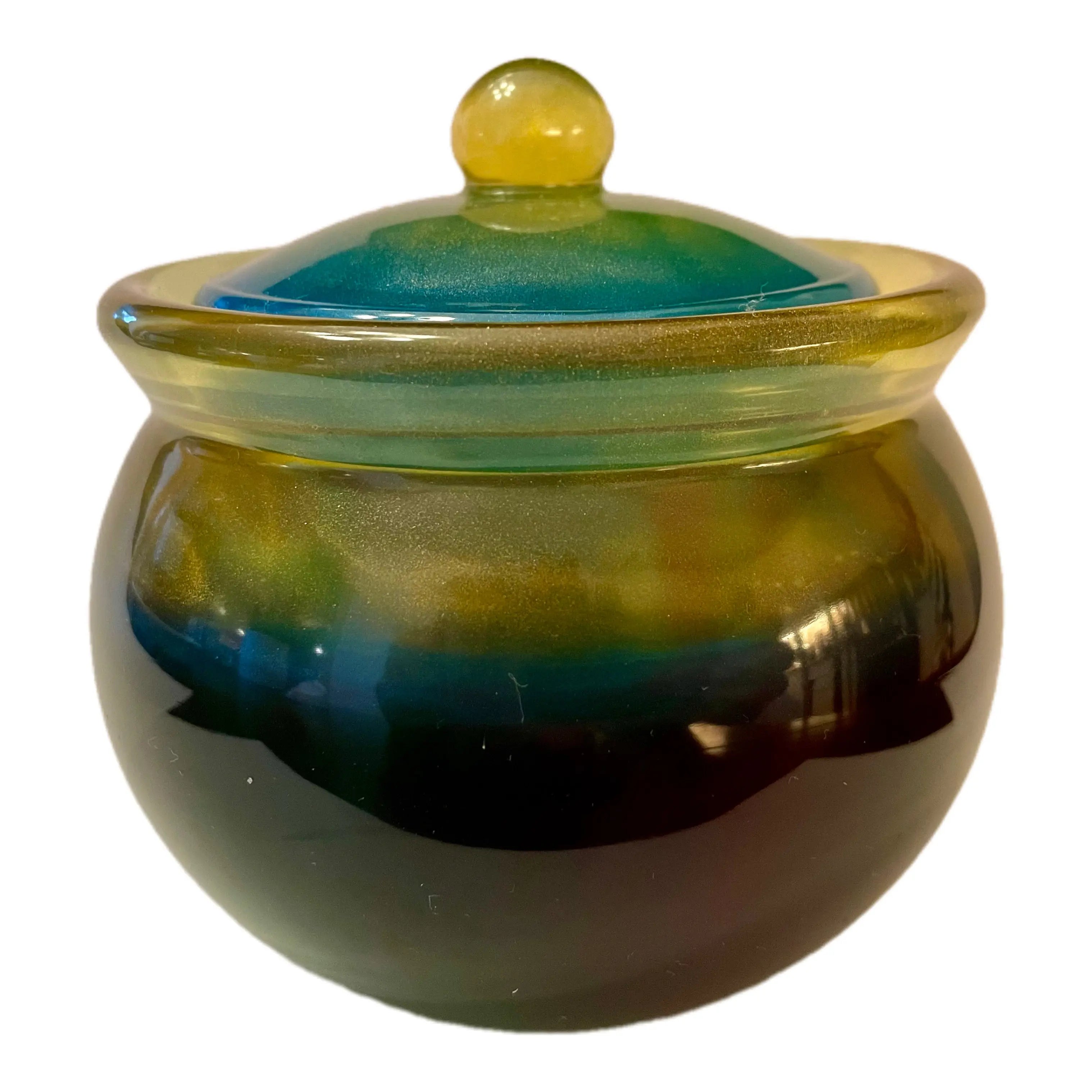 Utsøkt håndlaget dekorativ epoxy krukke med lokk