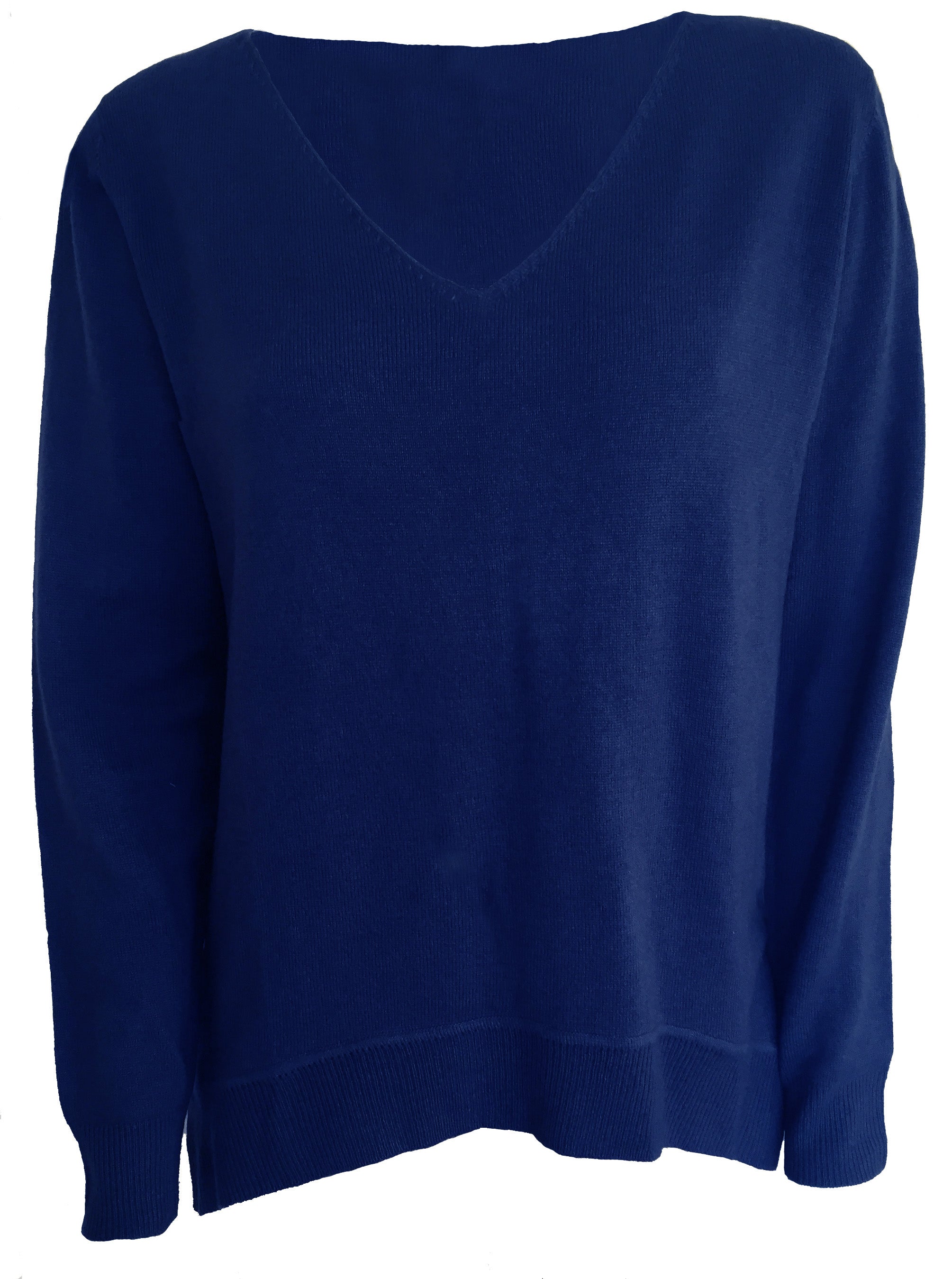 Cashmere soft V neck jeans blue