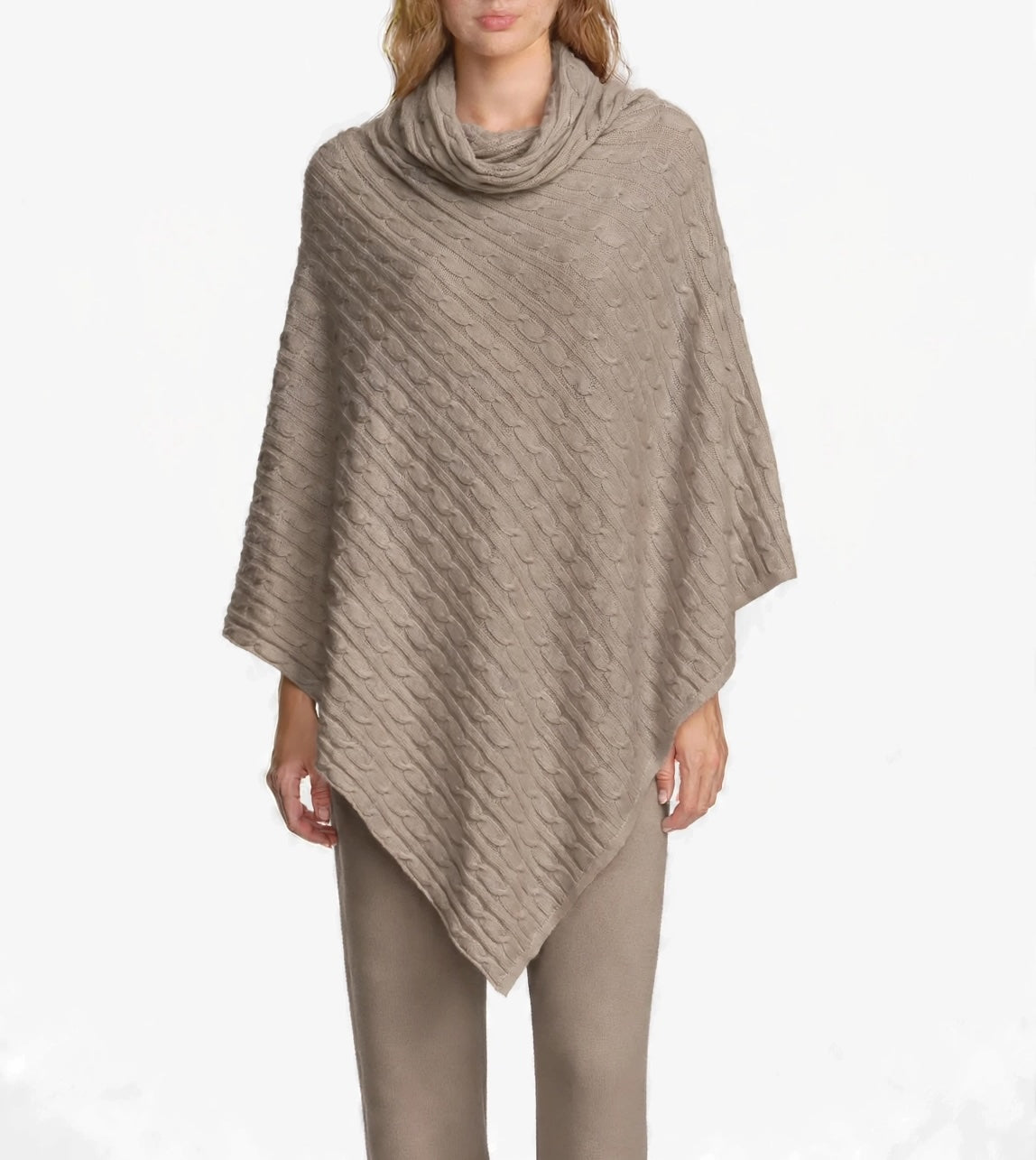 Cashmere cable poncho jeans blue