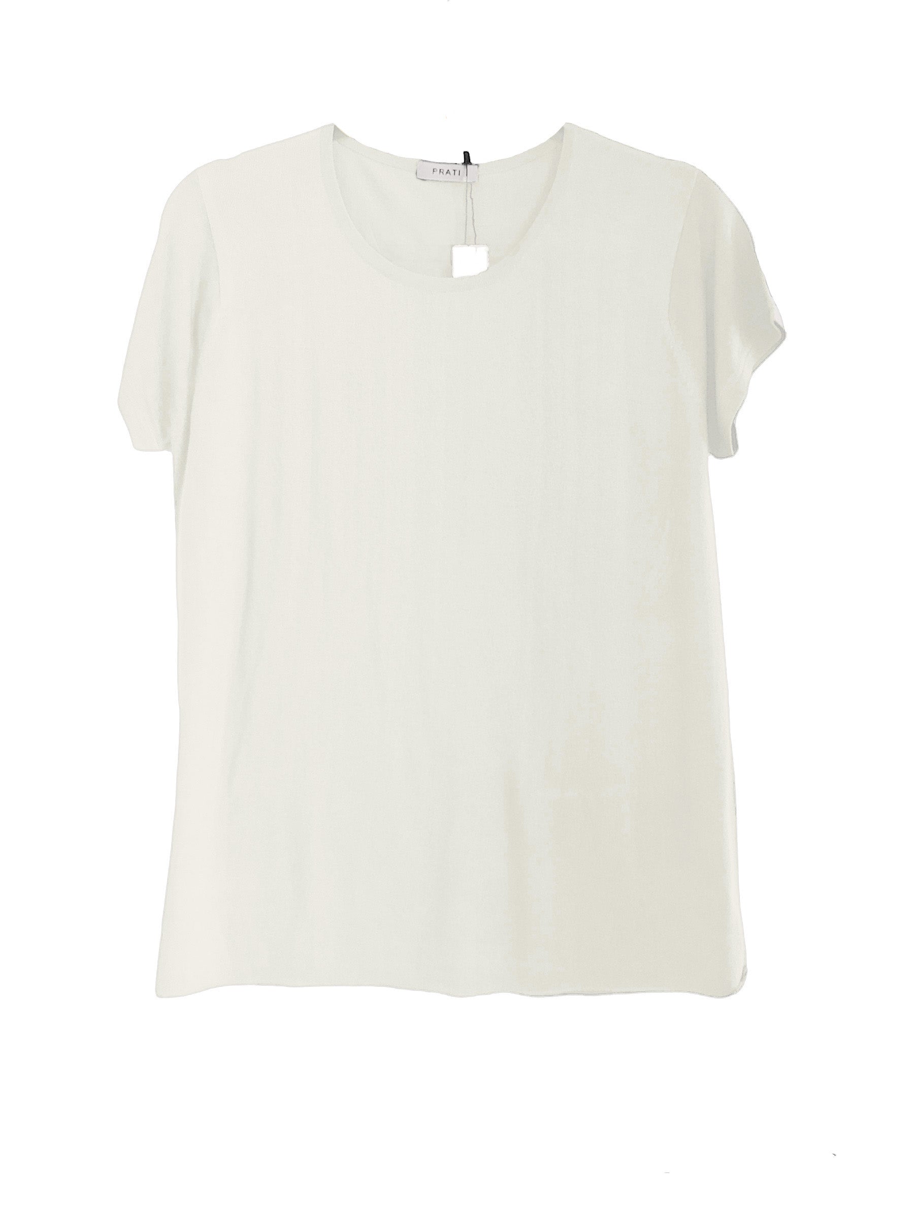Cashmere Silk crew short sleeve t shirt sweater off white