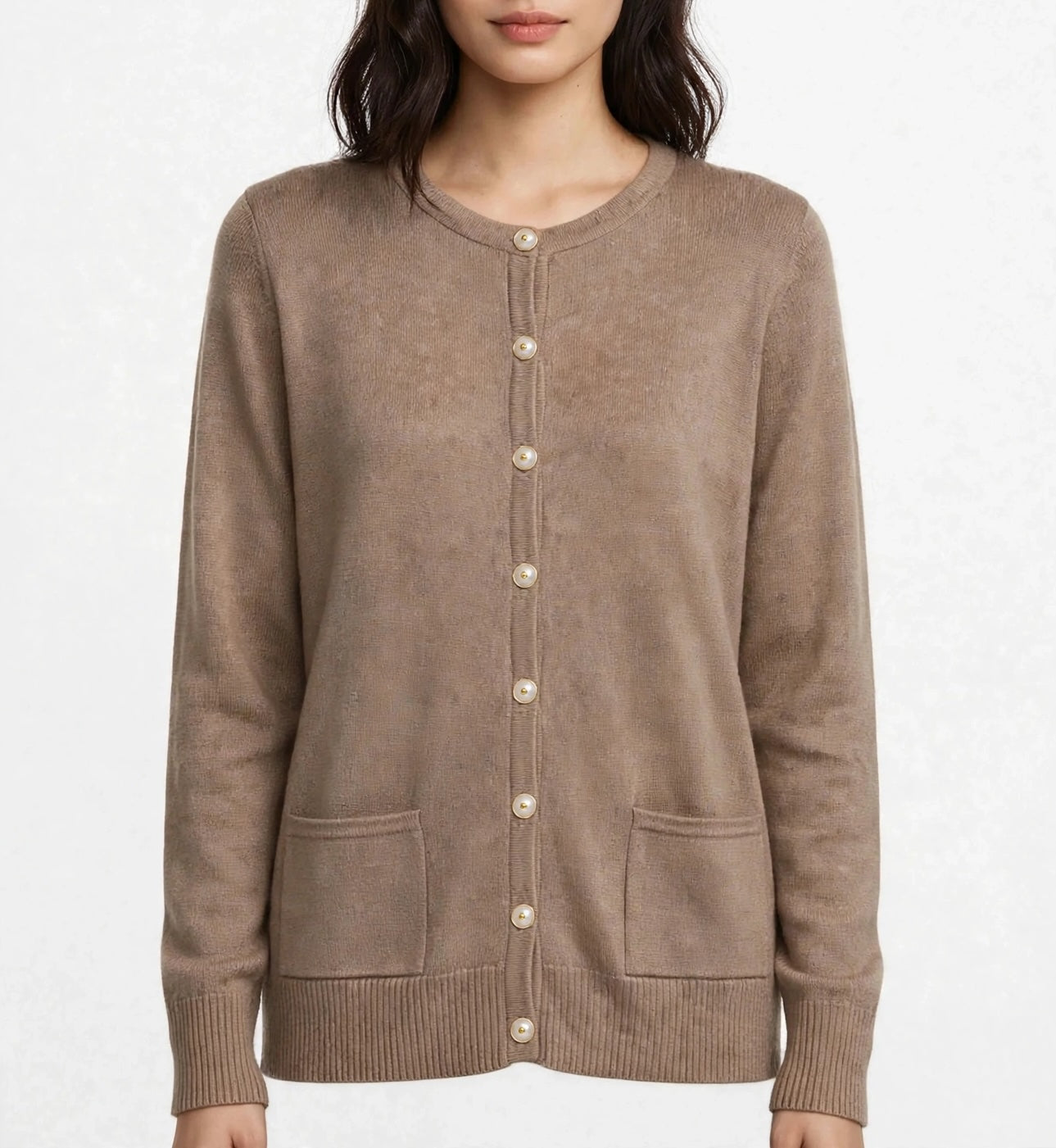 Cashmere silk cardigan with pearl buttons
