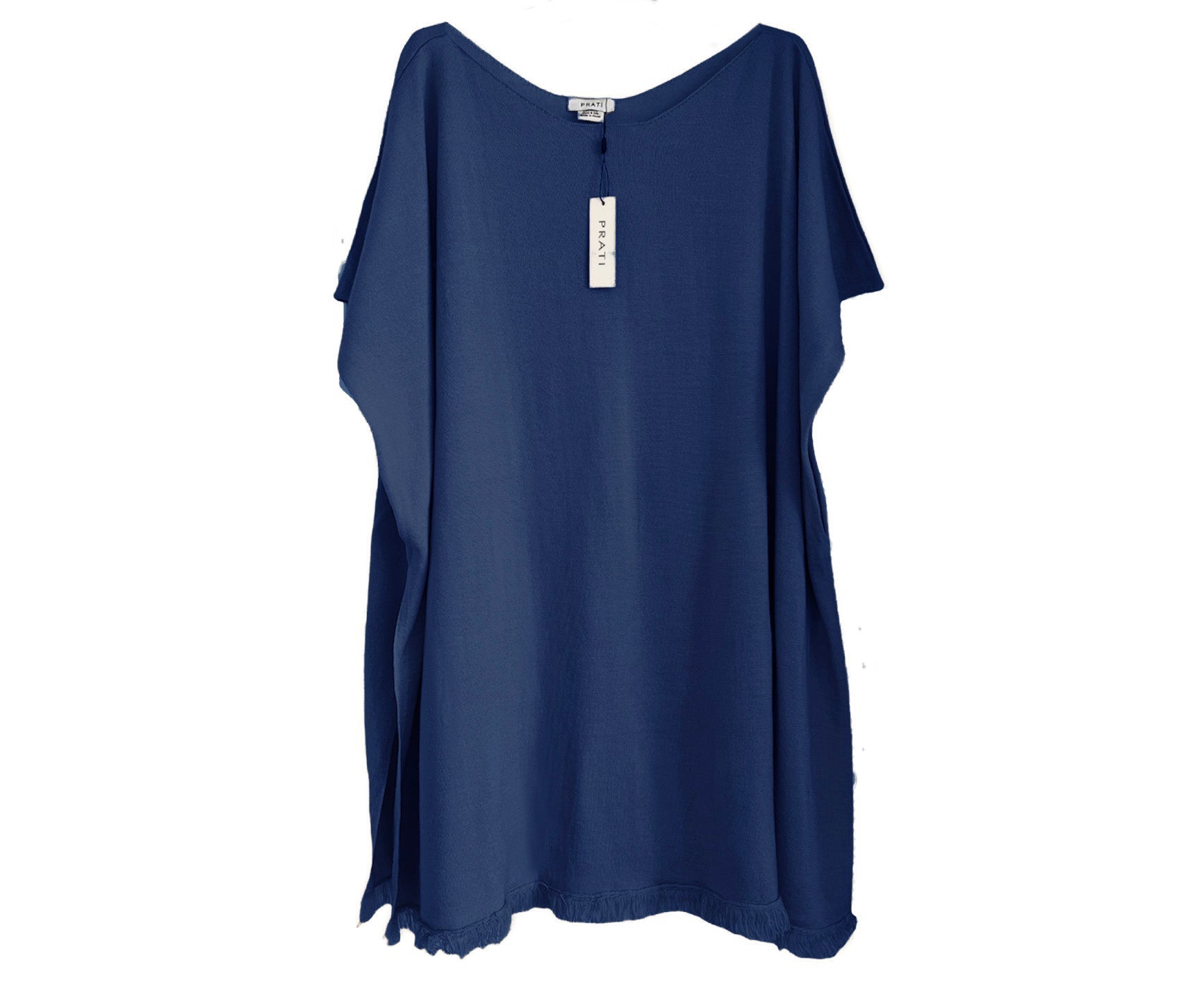 Resort Ibiza cashmere Silk poncho cover up fringes navy