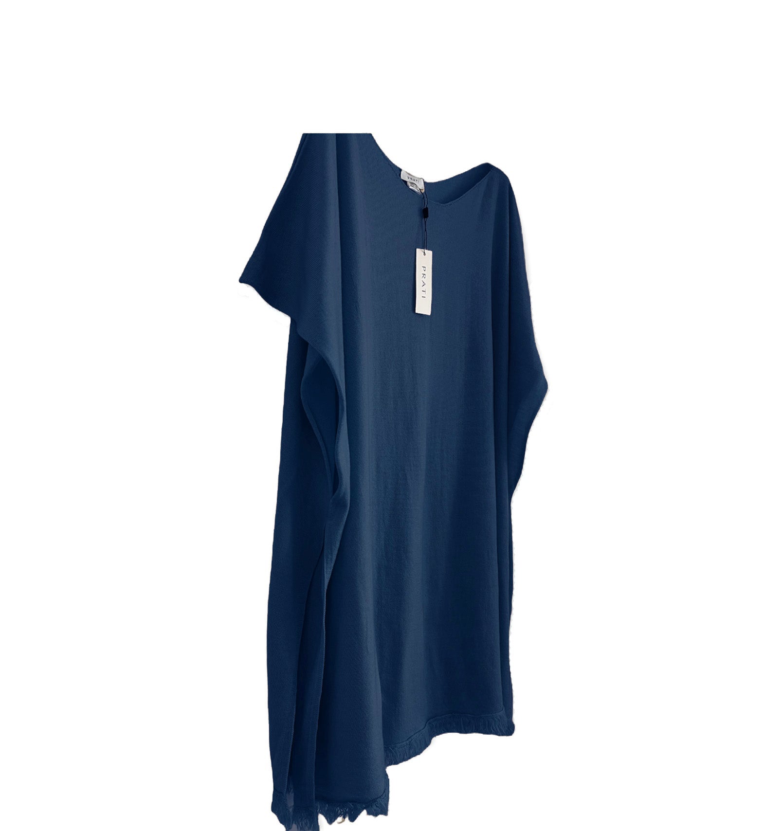 Resort Ibiza cashmere Silk poncho cover up fringes navy