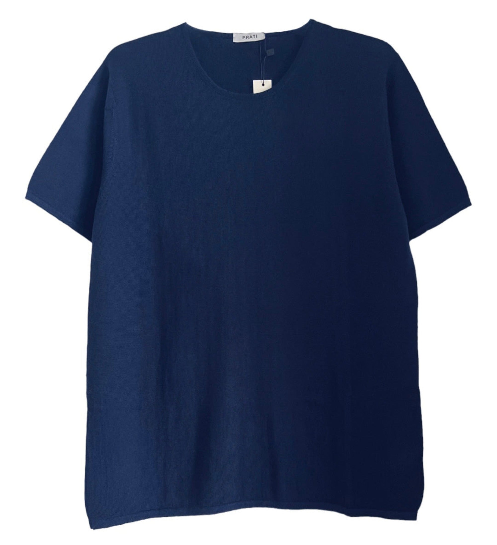 Men´s Resort cashmere silk light crew sweater short sleeve jeans blue