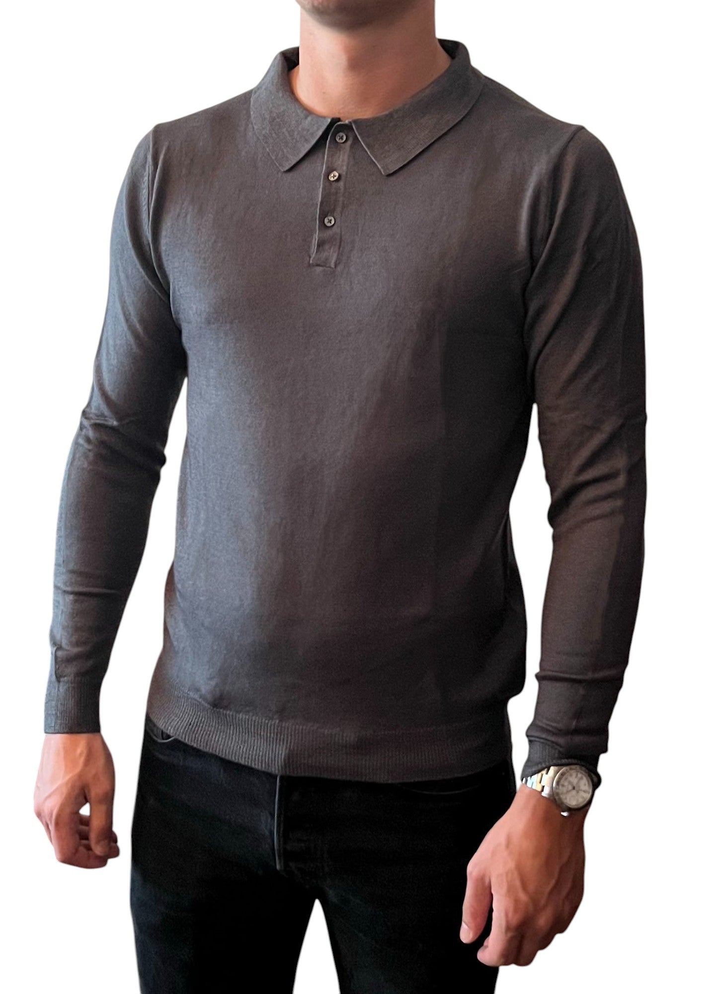Men´s cashmere silk button down sweater grey