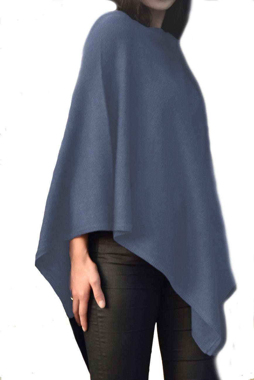 Cashmere classic poncho jeans blue