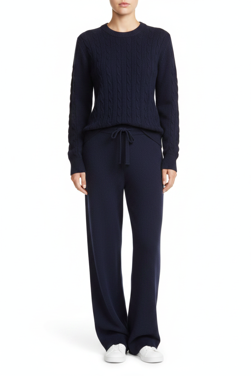 Cashmere cable sweater navy