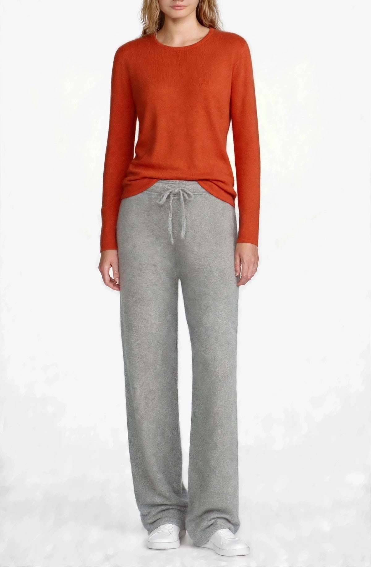 Cashmere Silk crew neck sweater burnt orange