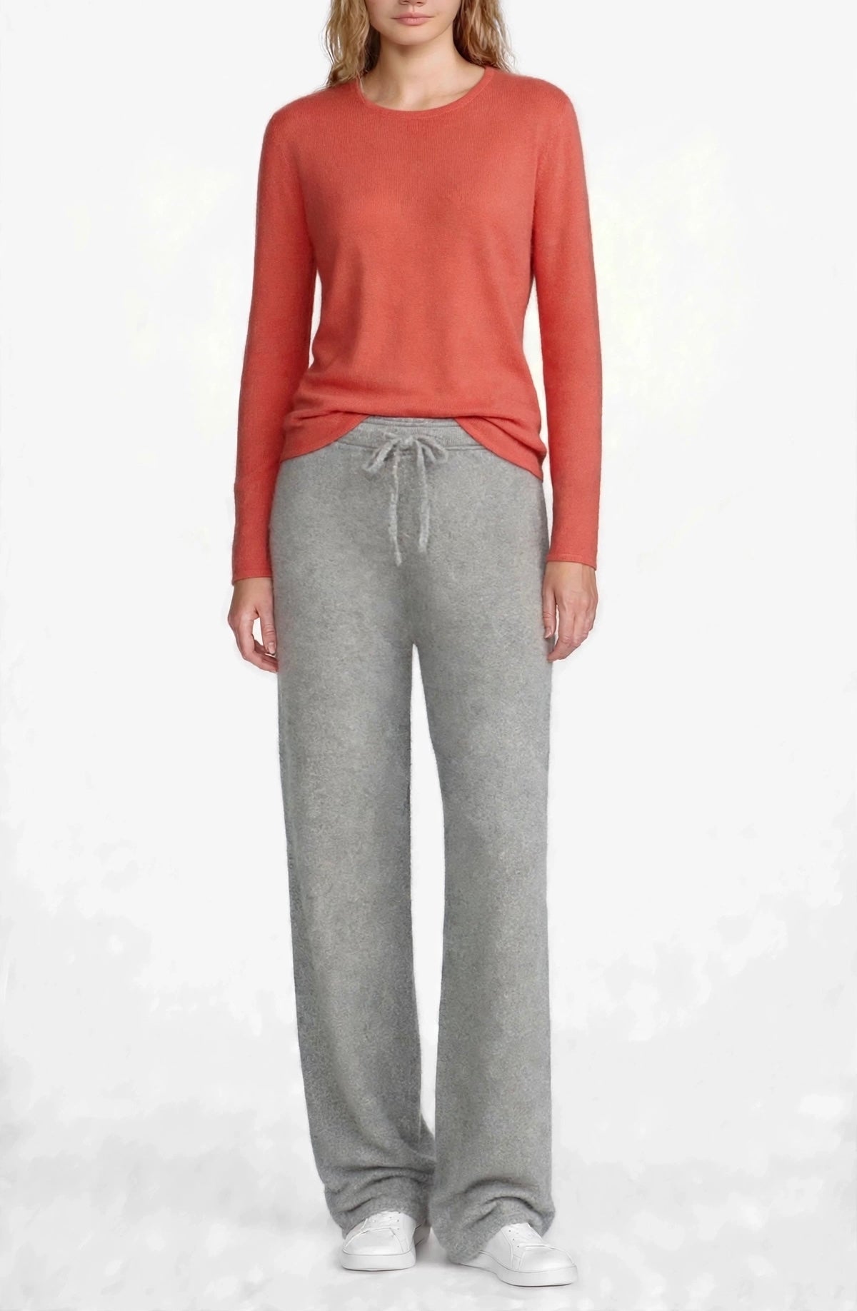 Cashmere Silk crew neck sweater coral