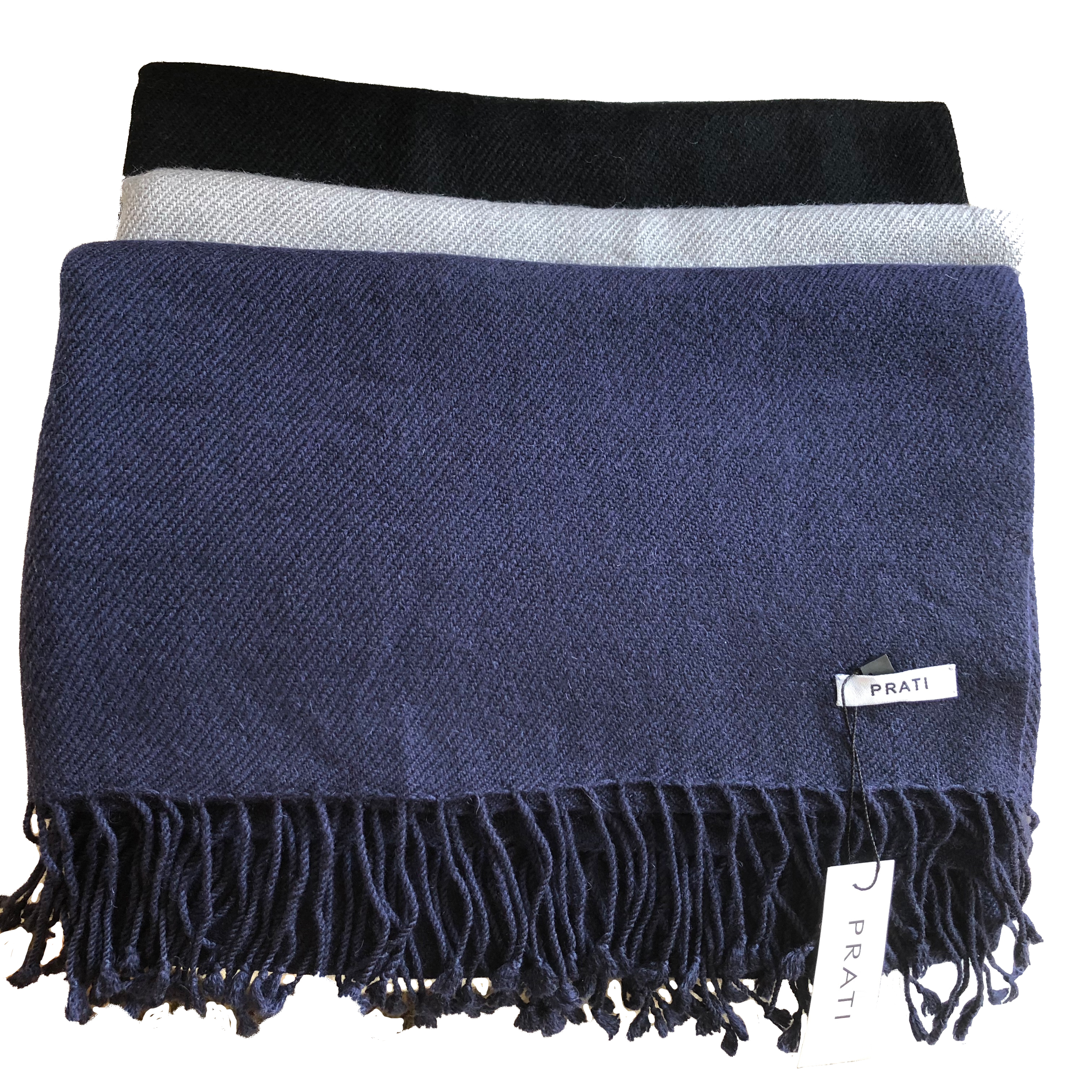 Cashmere scarf with fringes grey