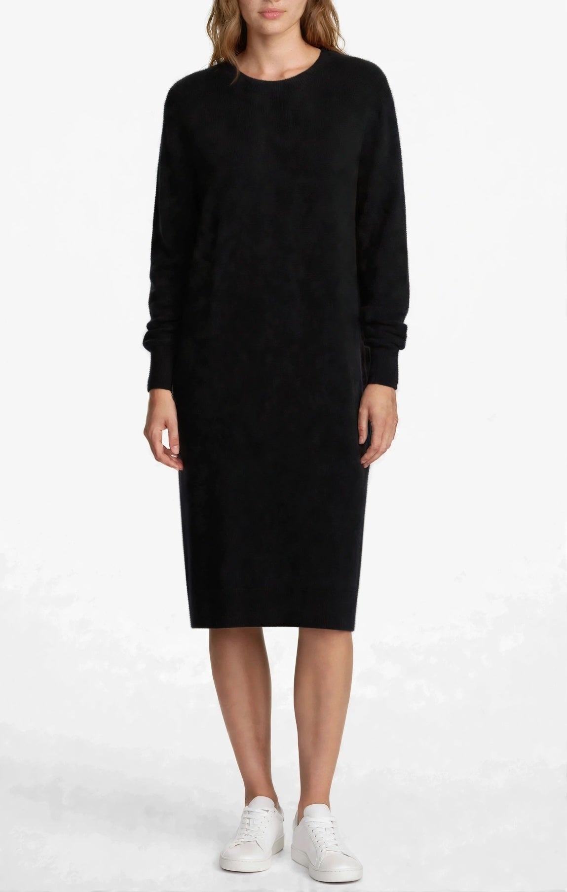 Cashmere crew neck dress dark grey