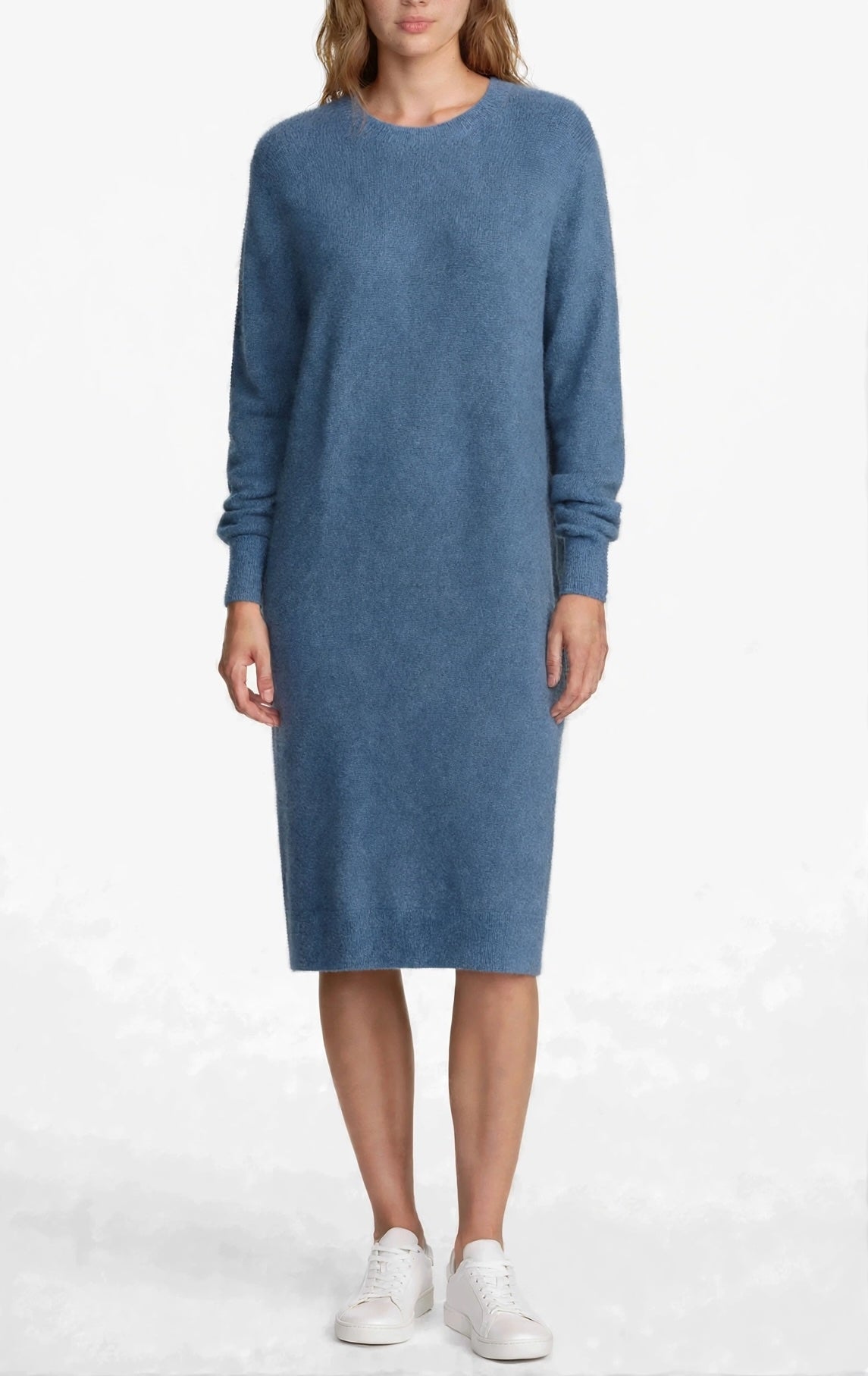 Cashmere crew neck dress dark grey