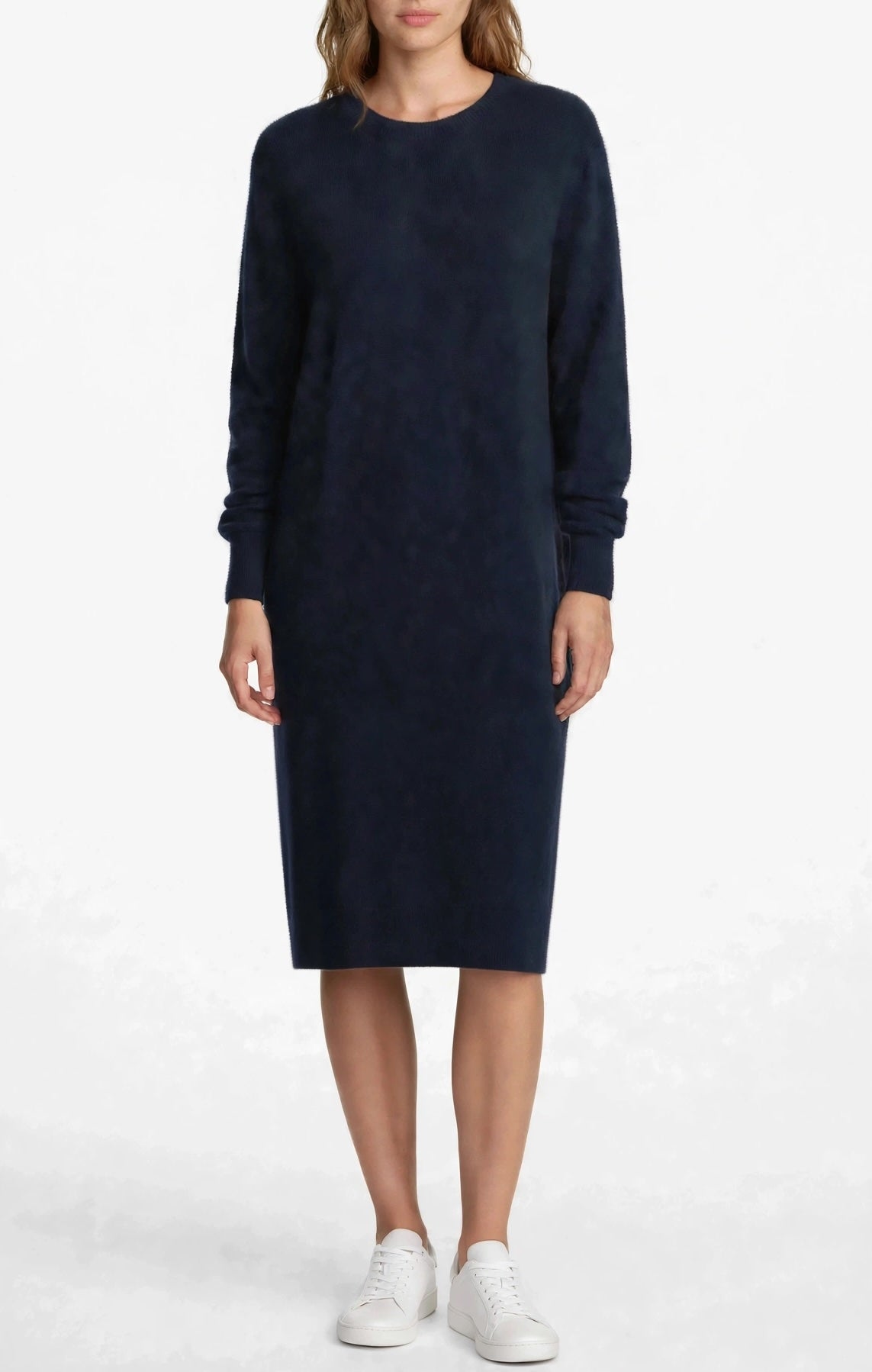 Cashmere crew neck dress dark grey