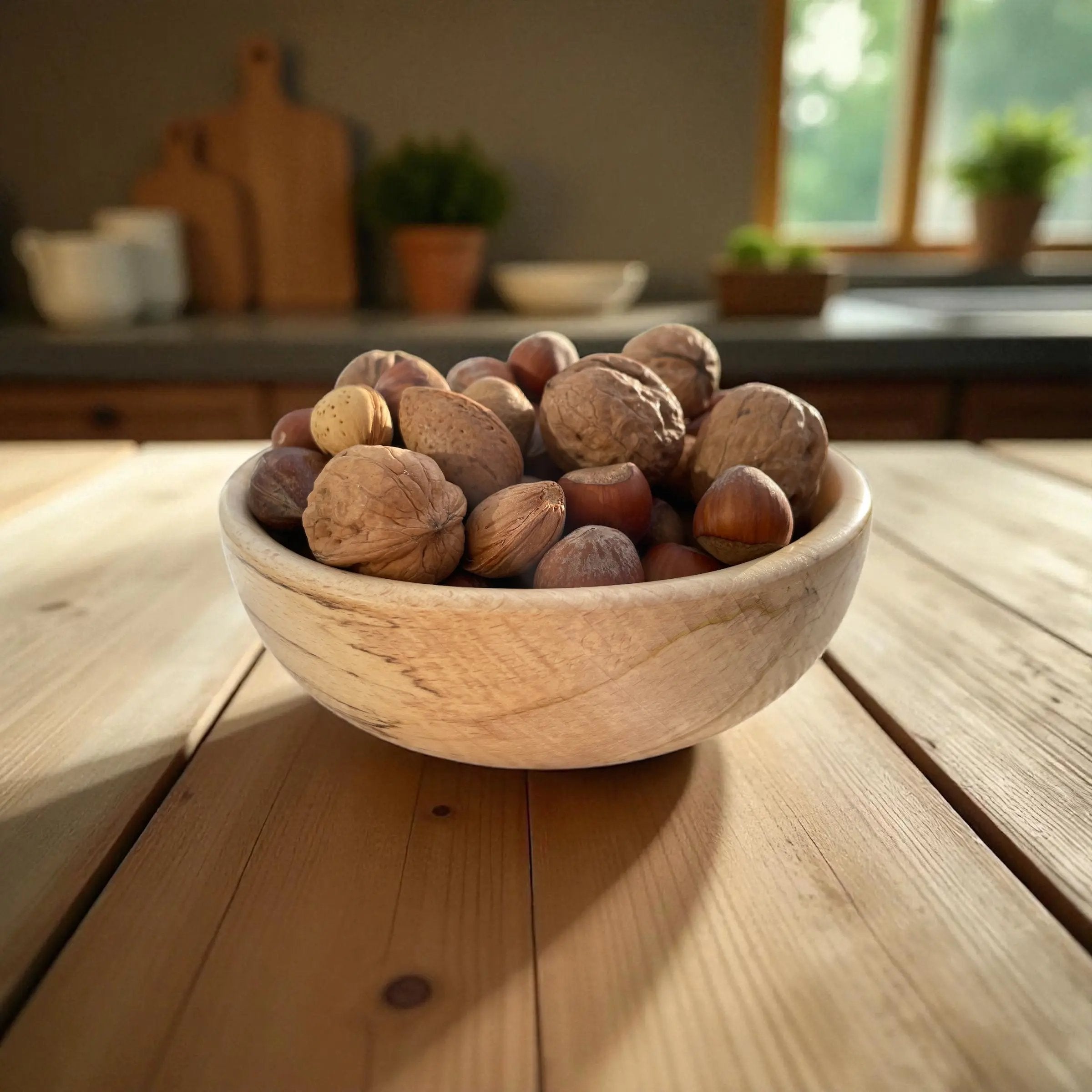 đȘ” HĂ„nddreid Bolle i Naturlig Tre â Ă 17 cm