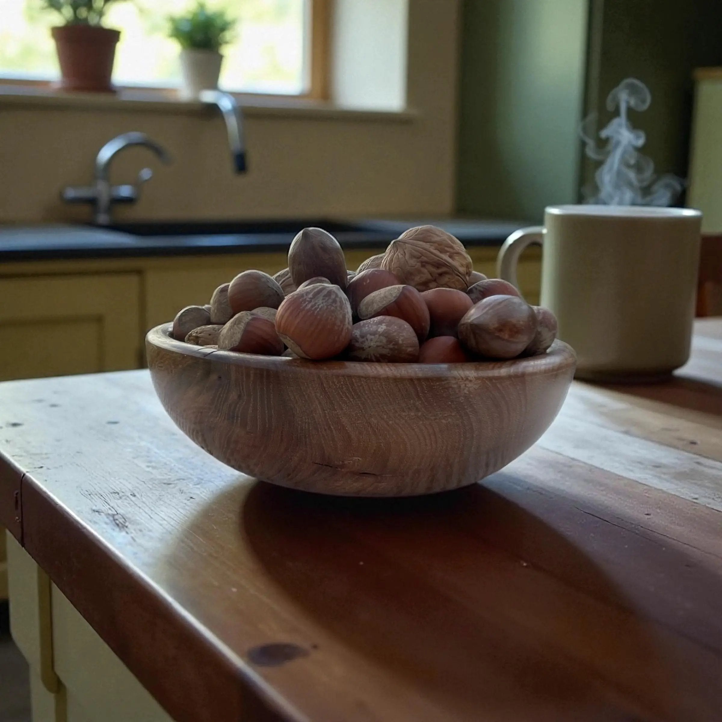 🪵 Hånddreid Bolle i Naturlig Tre – Ø 17 cm