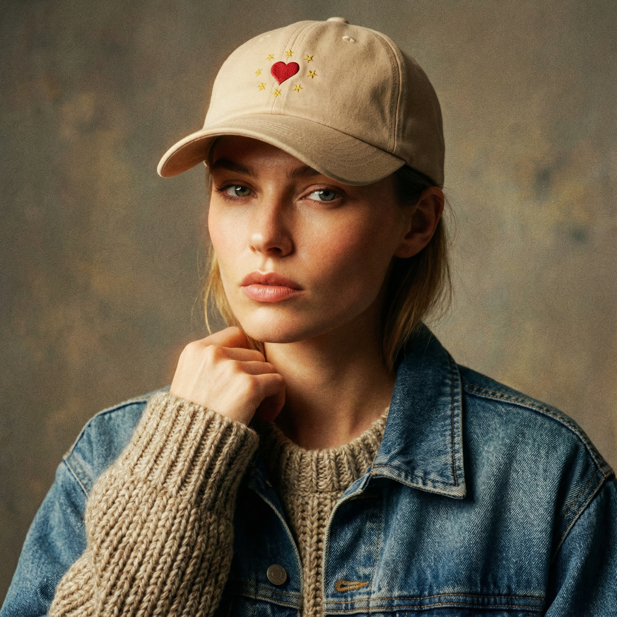 Heart Stars Embroidered Cap