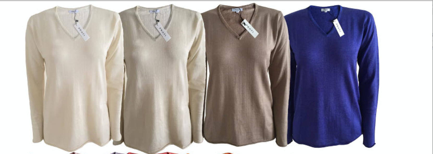 Cashmere silk V neck t shirt sweater intense blue