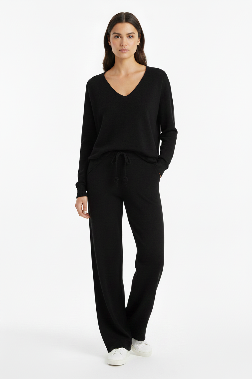 Cashmere soft V neck jeans blue