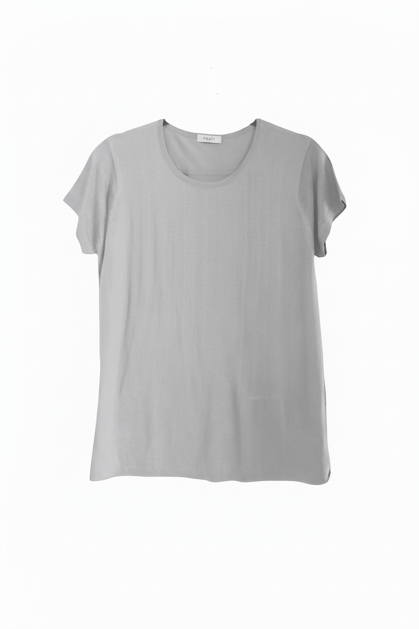 Cashmere Silk crew short sleeve t shirt sweater off white