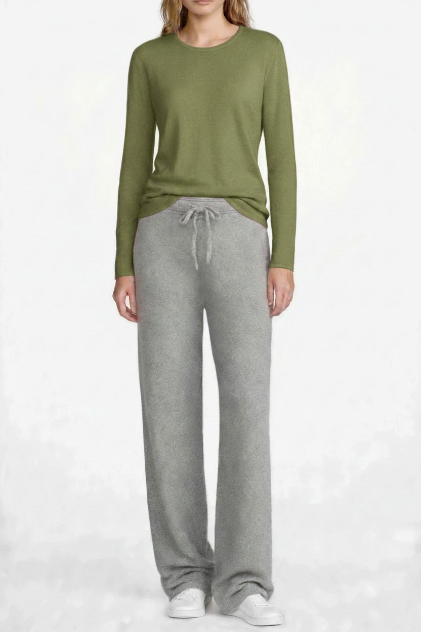Cashmere Silk crew neck sweater palm green