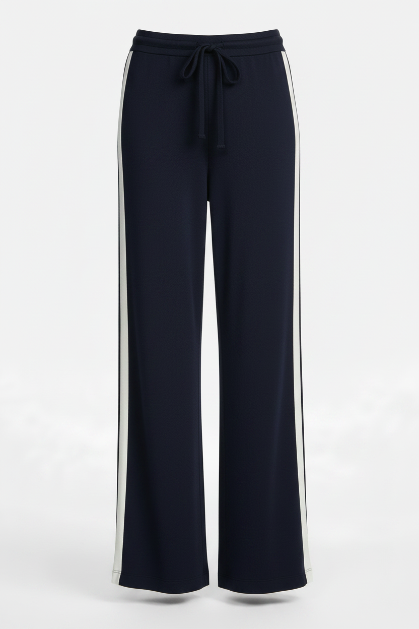 Cashmere lounge pant navy with contrast off white