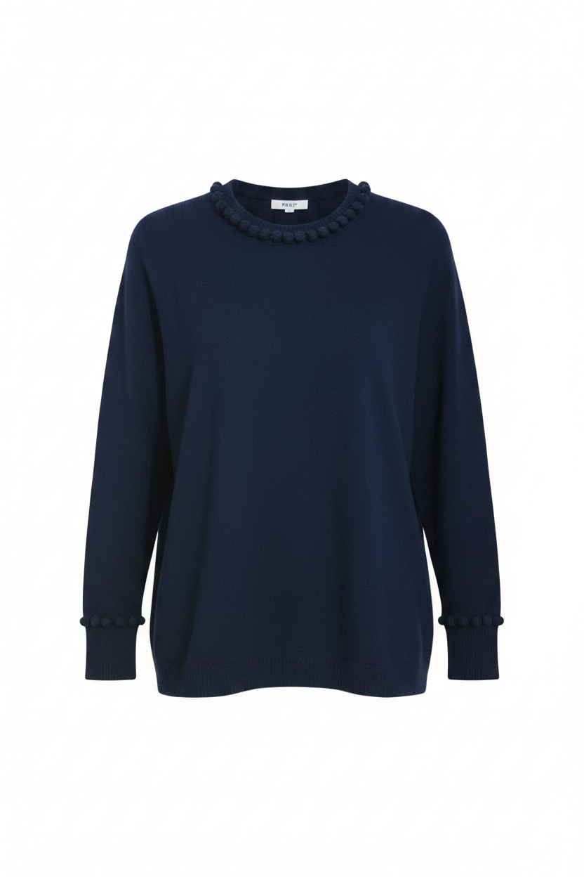 Cashmere pom pom sweater navy