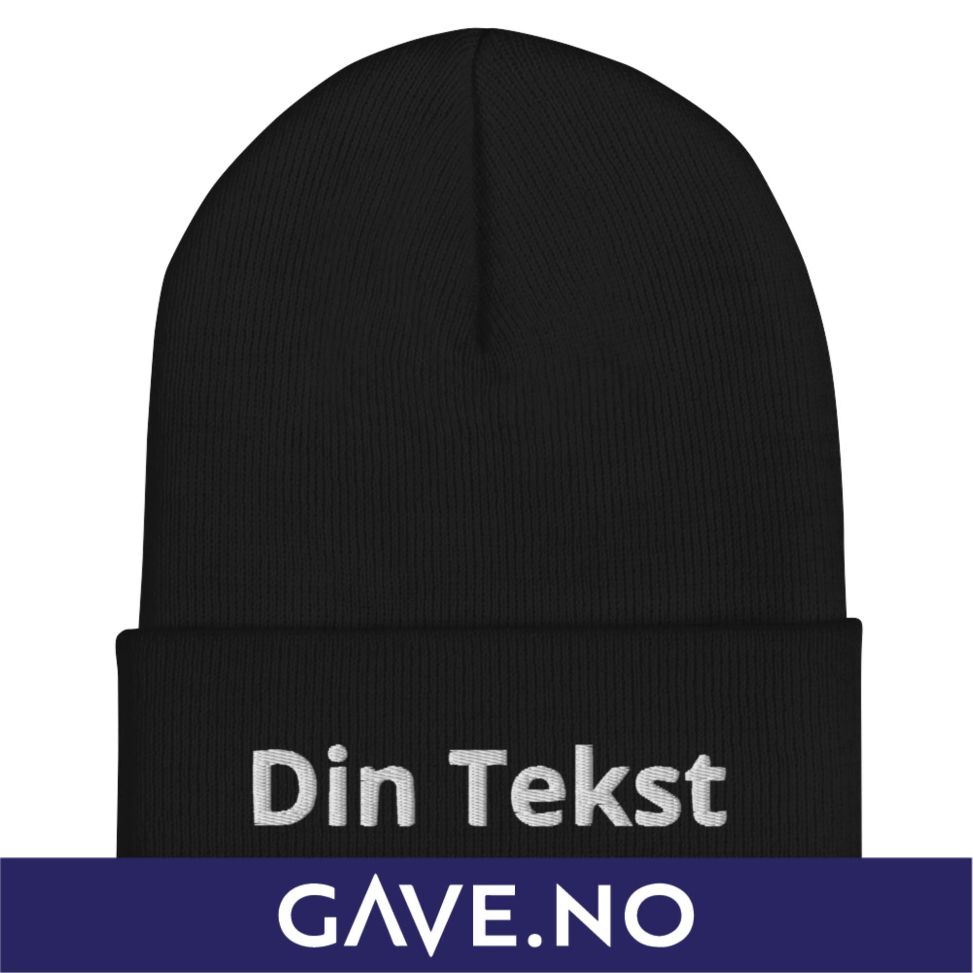 Beanie lue med din tekst