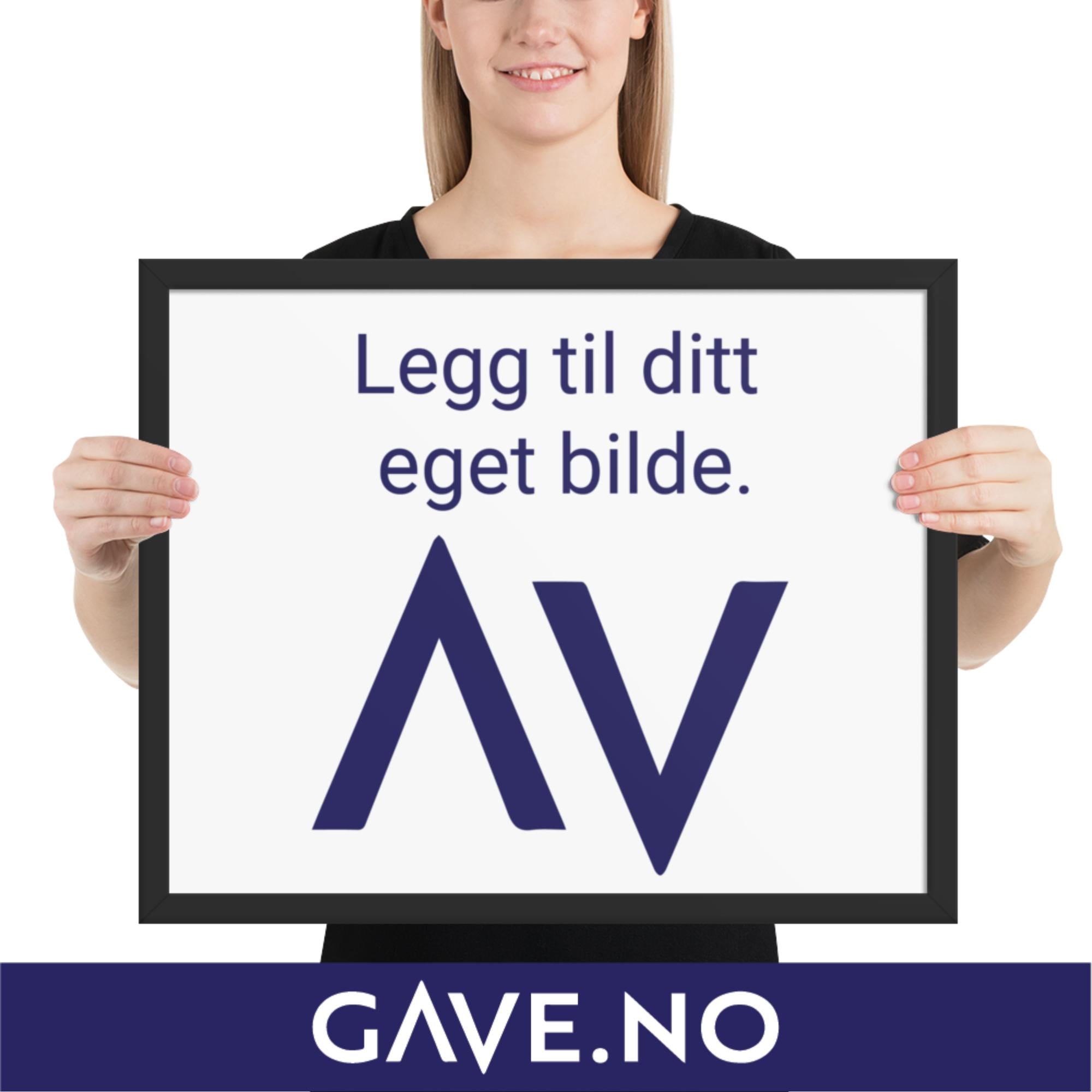 Innrammet plakat/bilde med ditt eget bilde i flere størrelser