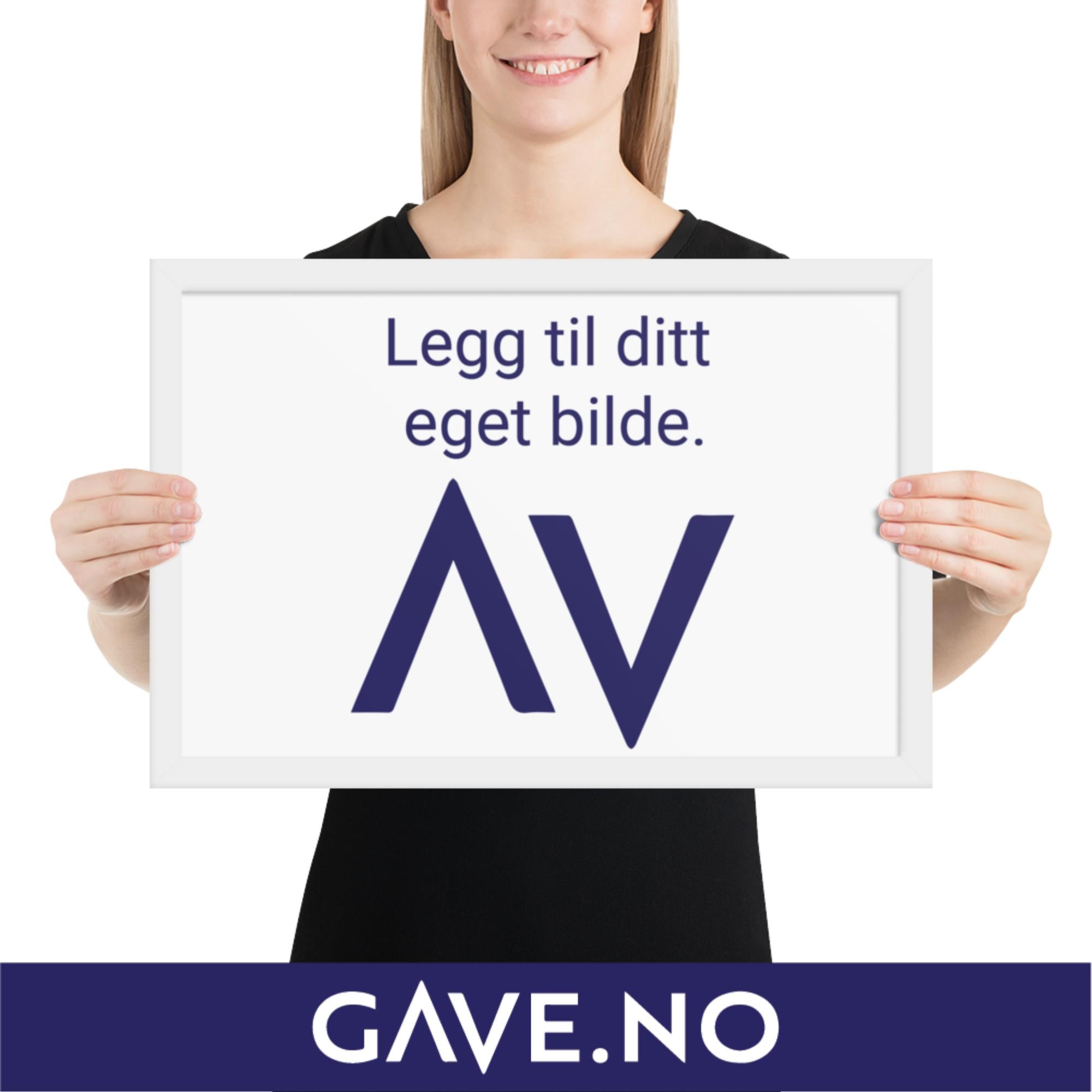 Innrammet plakat/bilde med ditt eget bilde i flere størrelser