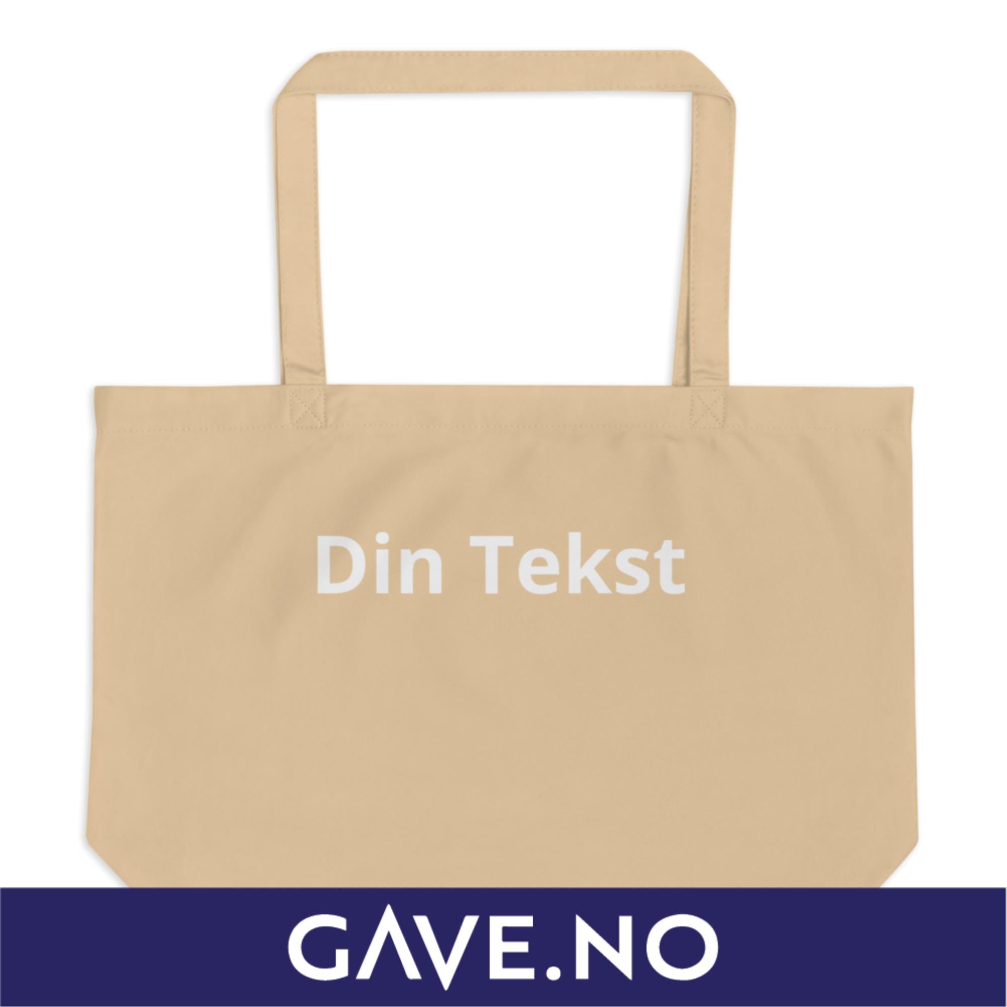 Large organic tote bag med din tekst