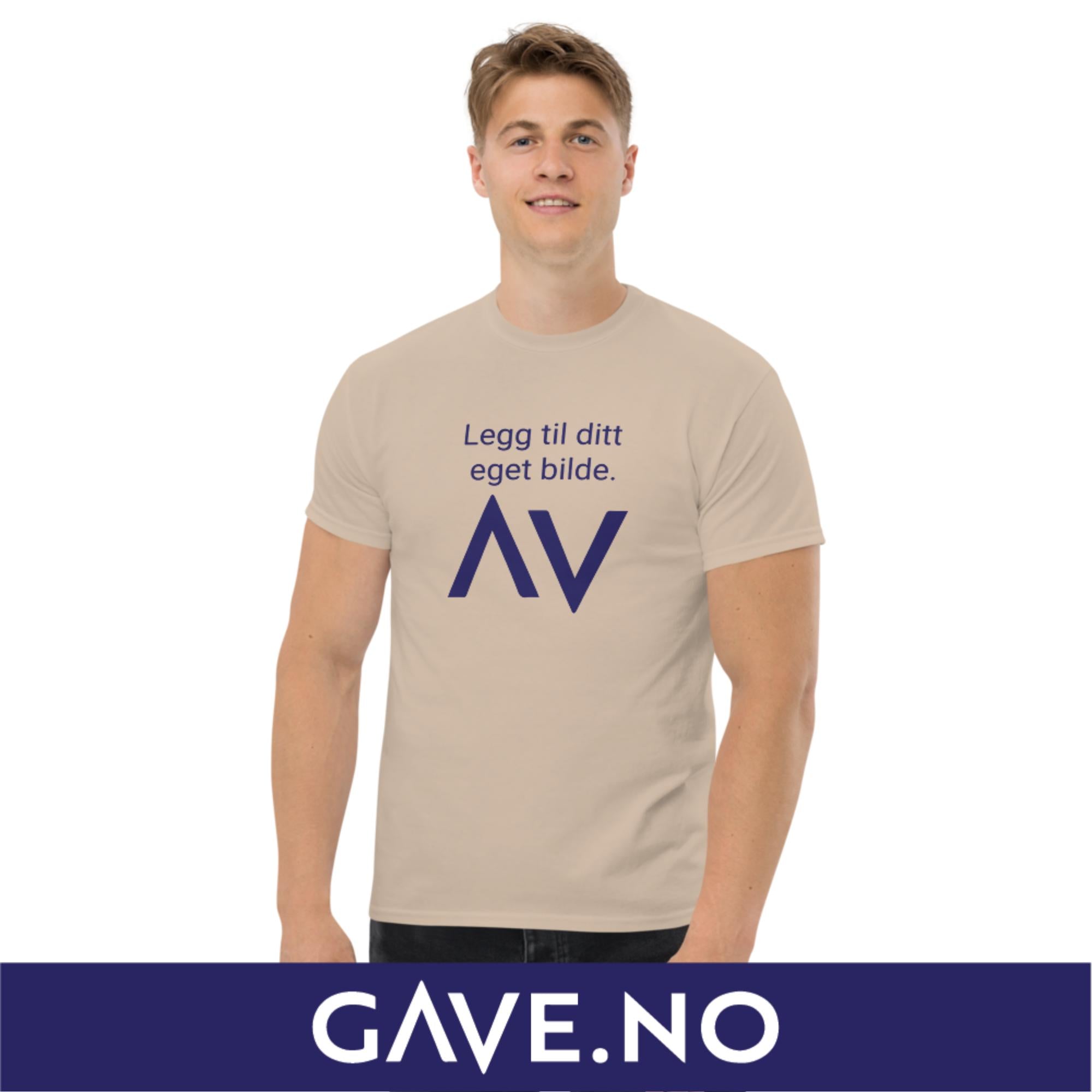 Klassisk t-skjorte for menn med din eget bilde (print foran)