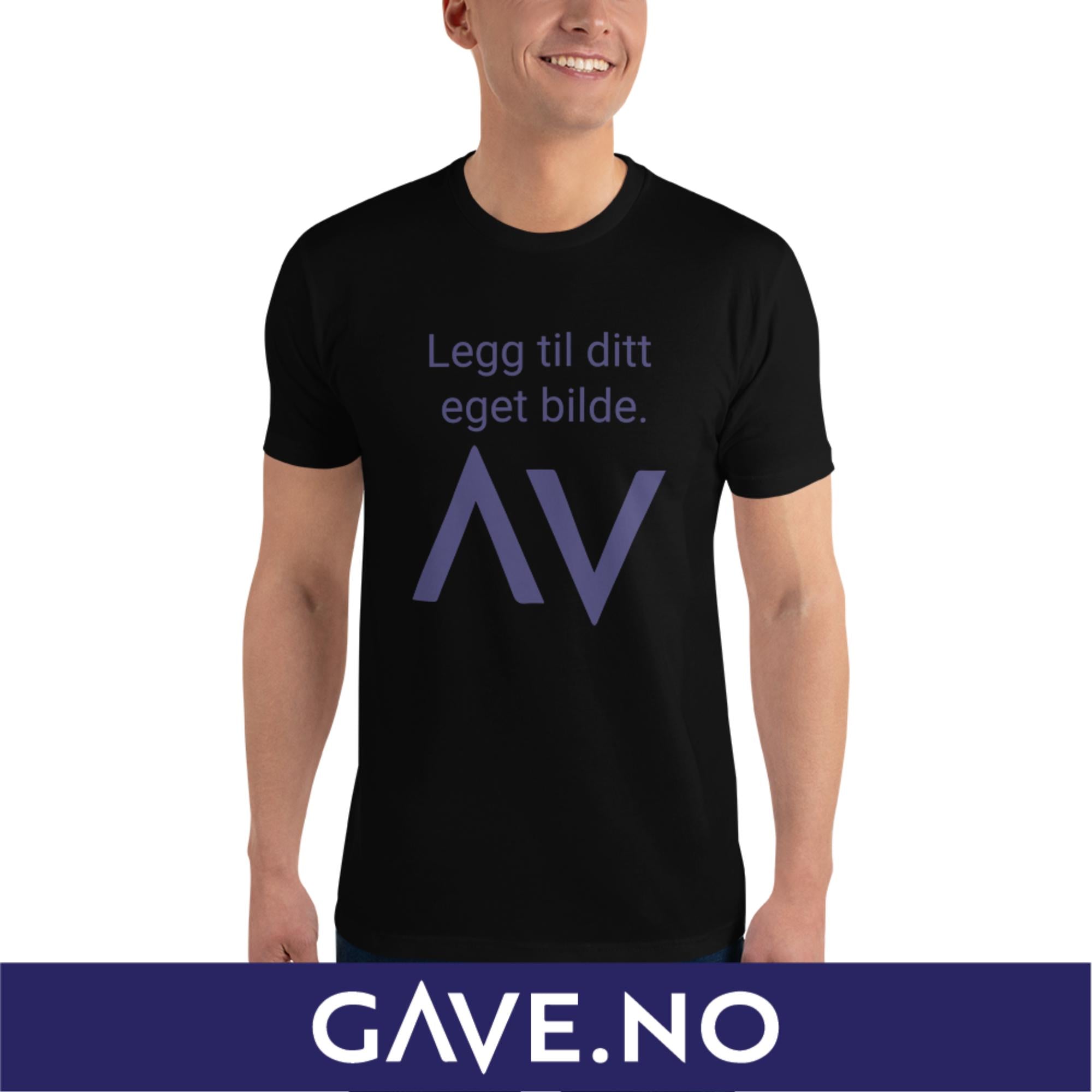 Kortermet t-skjorte med din eget bilde (printet foran)