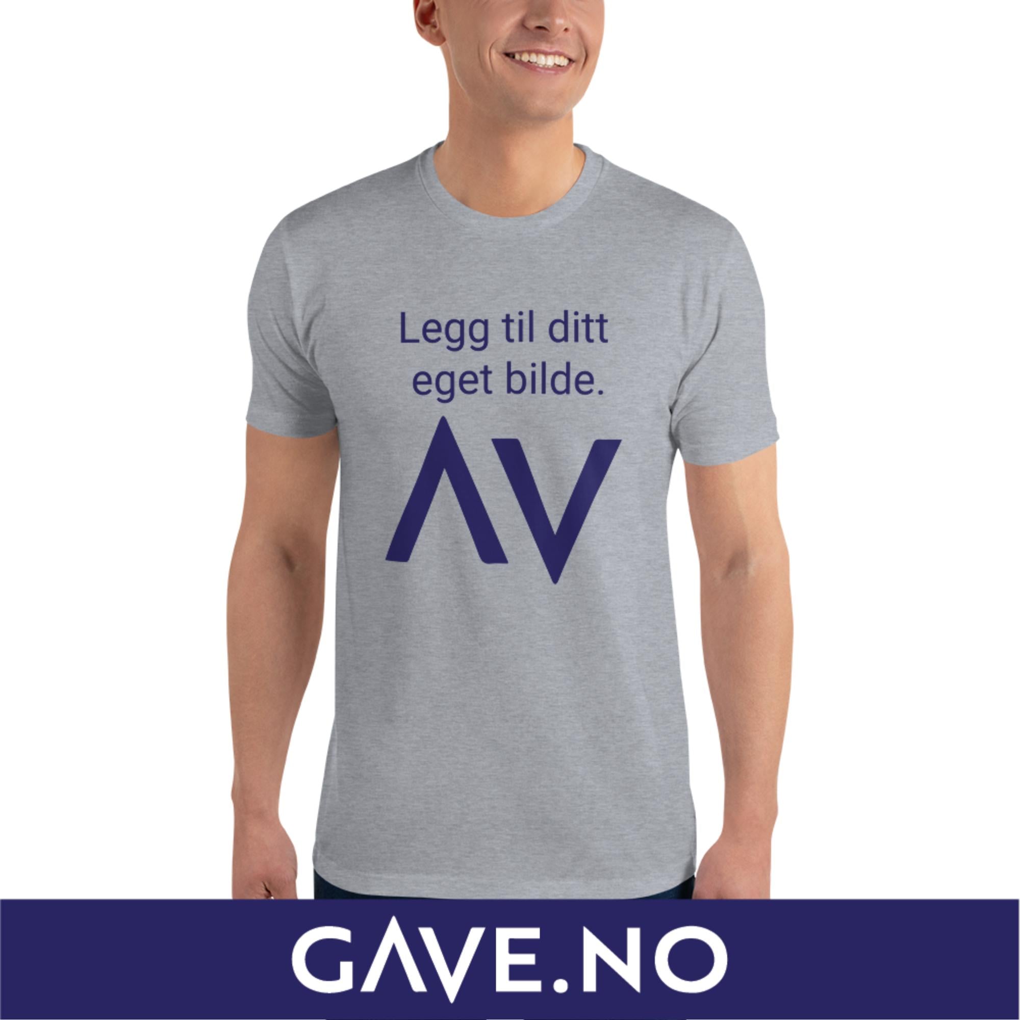 Kortermet t-skjorte med din eget bilde (printet foran)