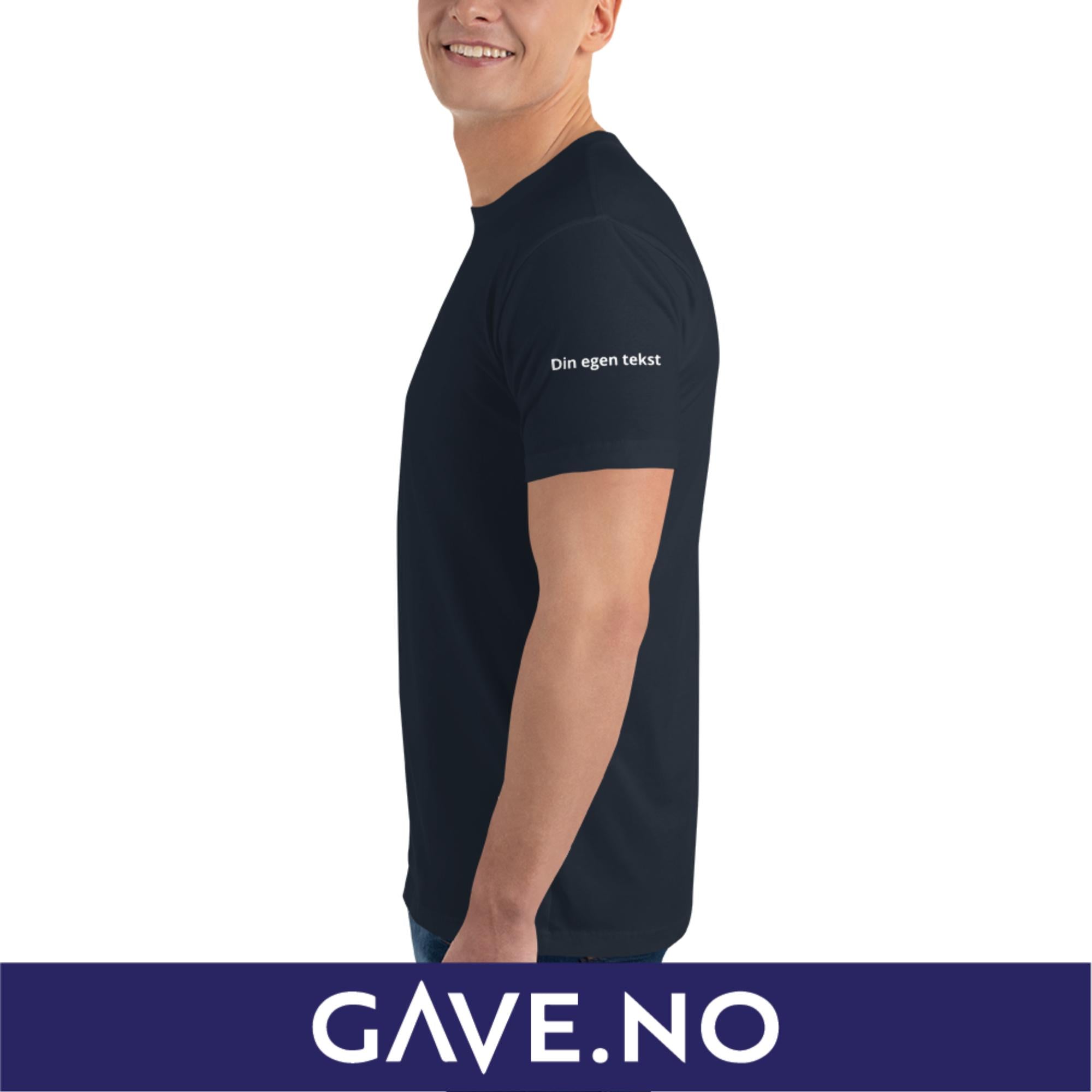 Kortermet t-skjorte med din eget bilde (print bak)