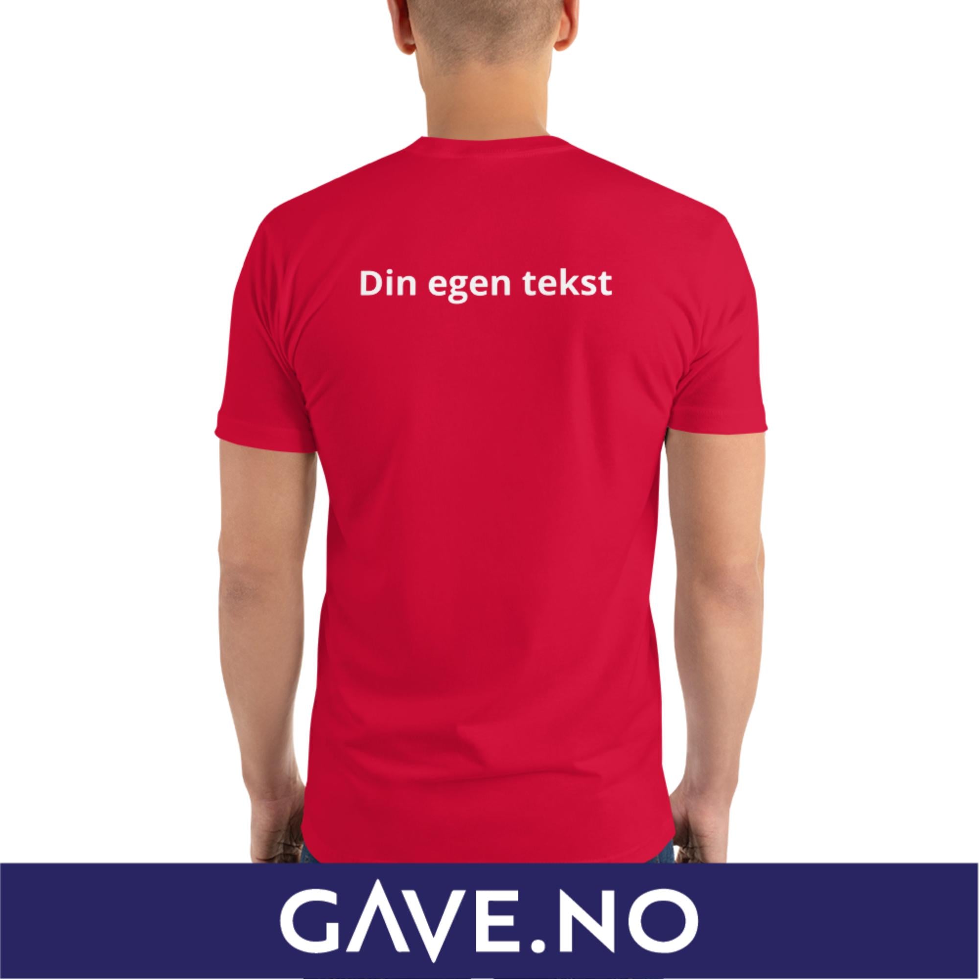 Kortermet t-skjorte med din egen tekst (brodert bak)