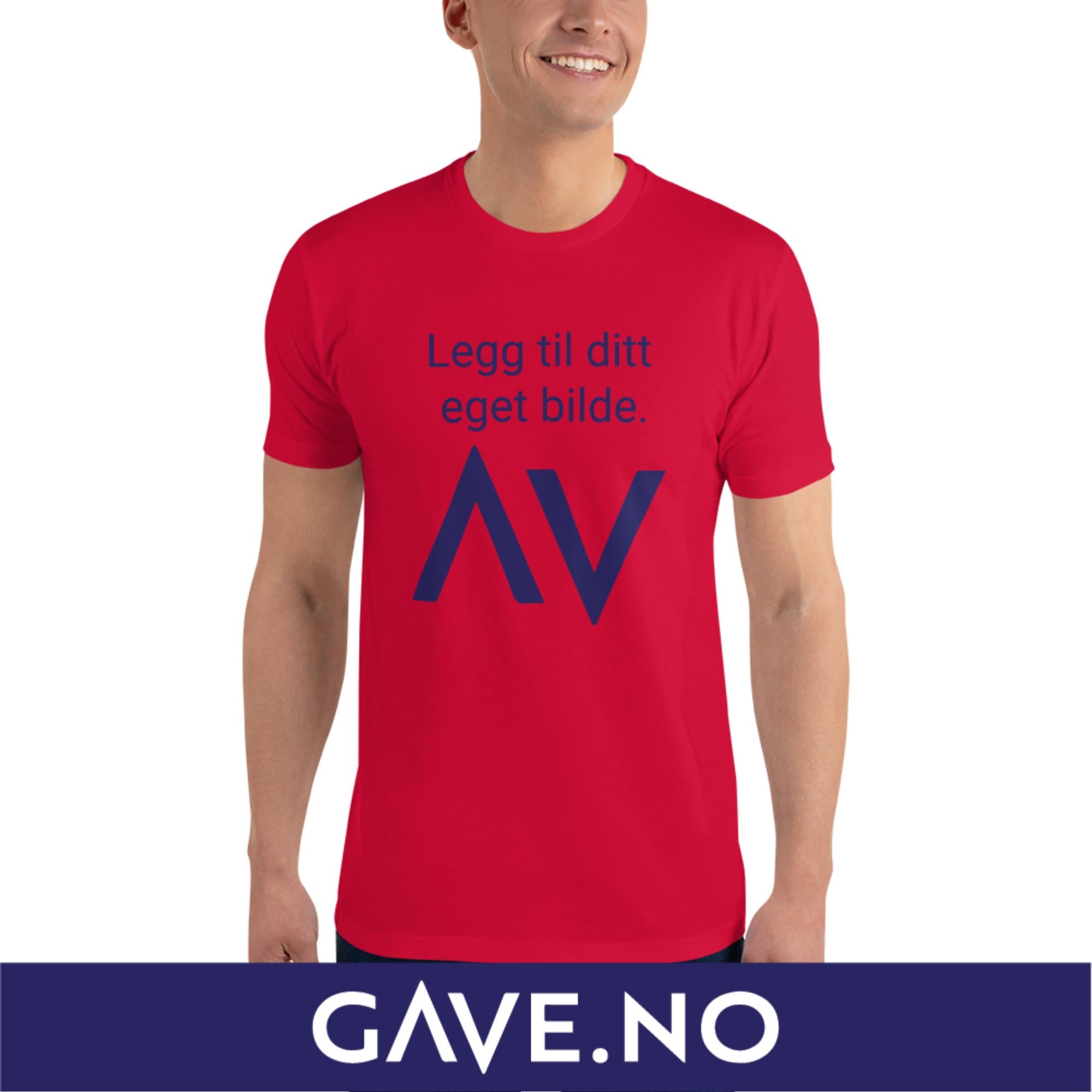 Kortermet t-skjorte med din eget bilde (printet foran)