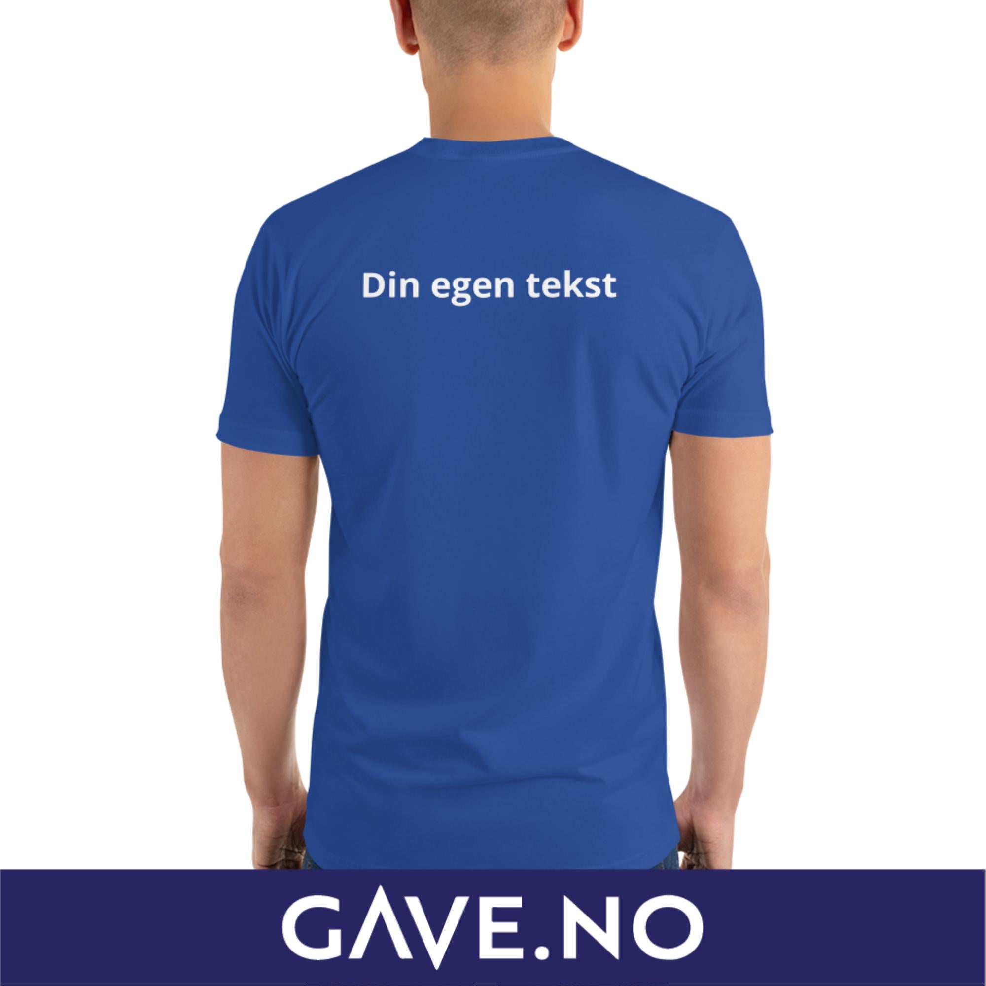 Kortermet t-skjorte med din egen tekst (brodert bak)