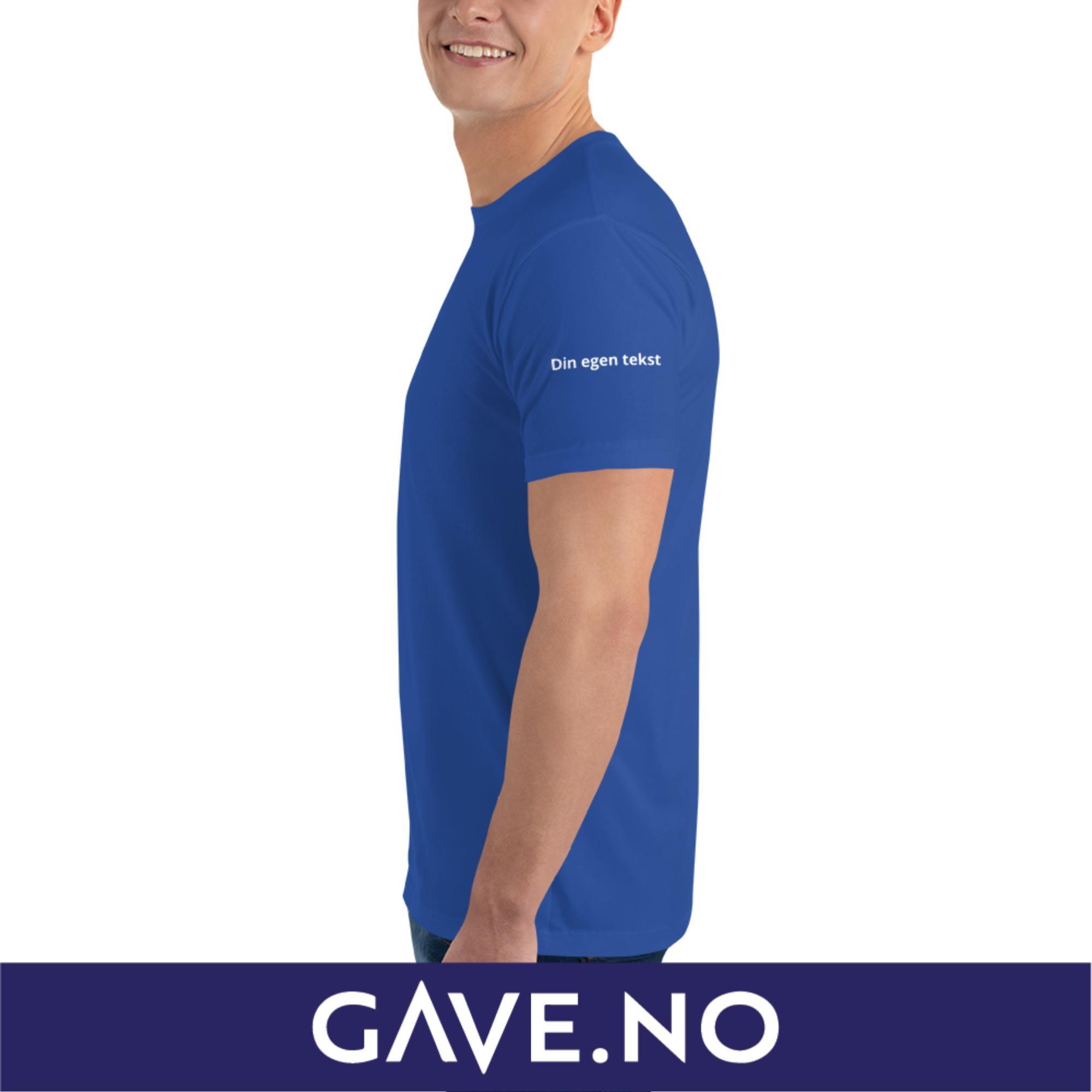 Kortermet t-skjorte med din eget bilde (print bak)