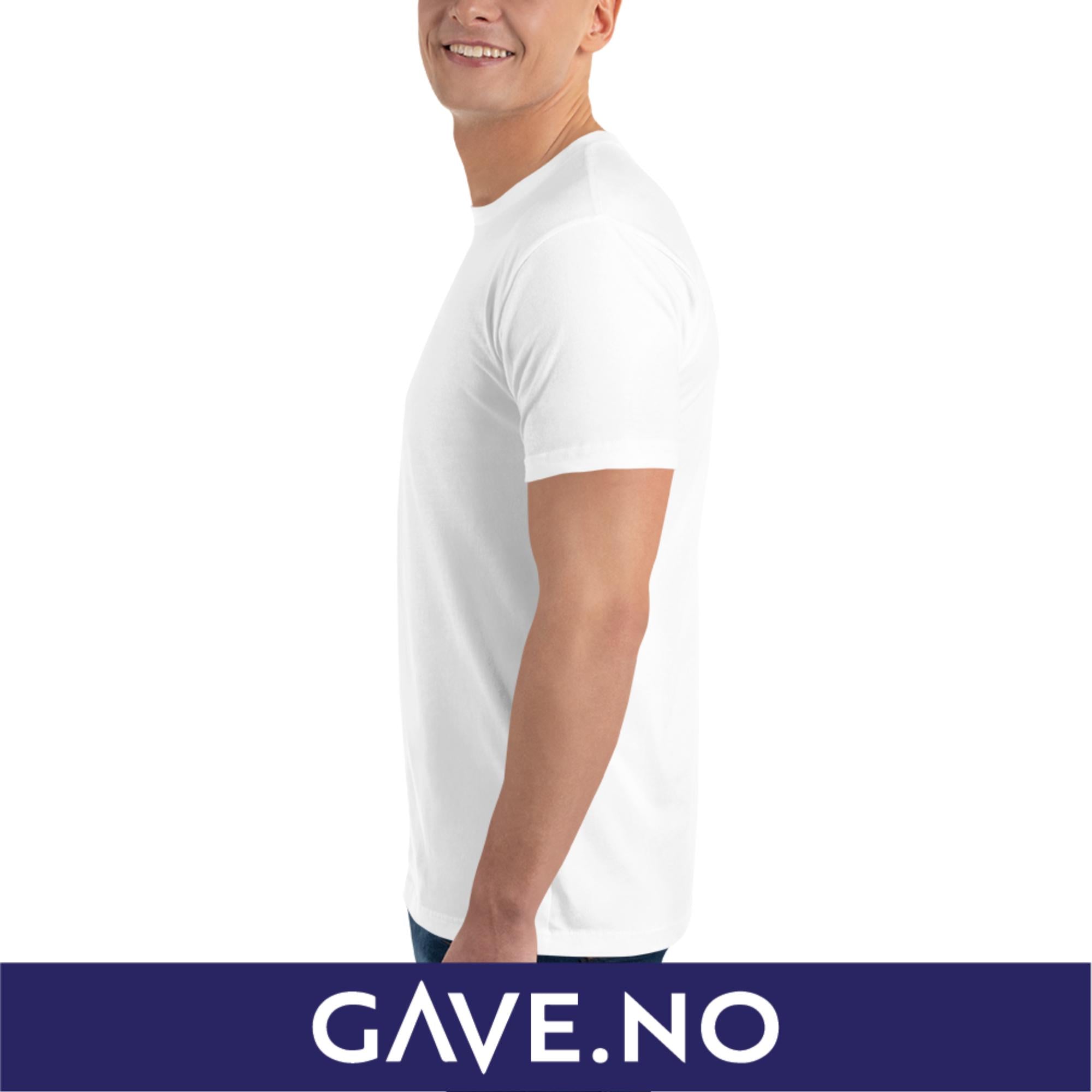 Kortermet t-skjorte med din eget bilde (print bak)