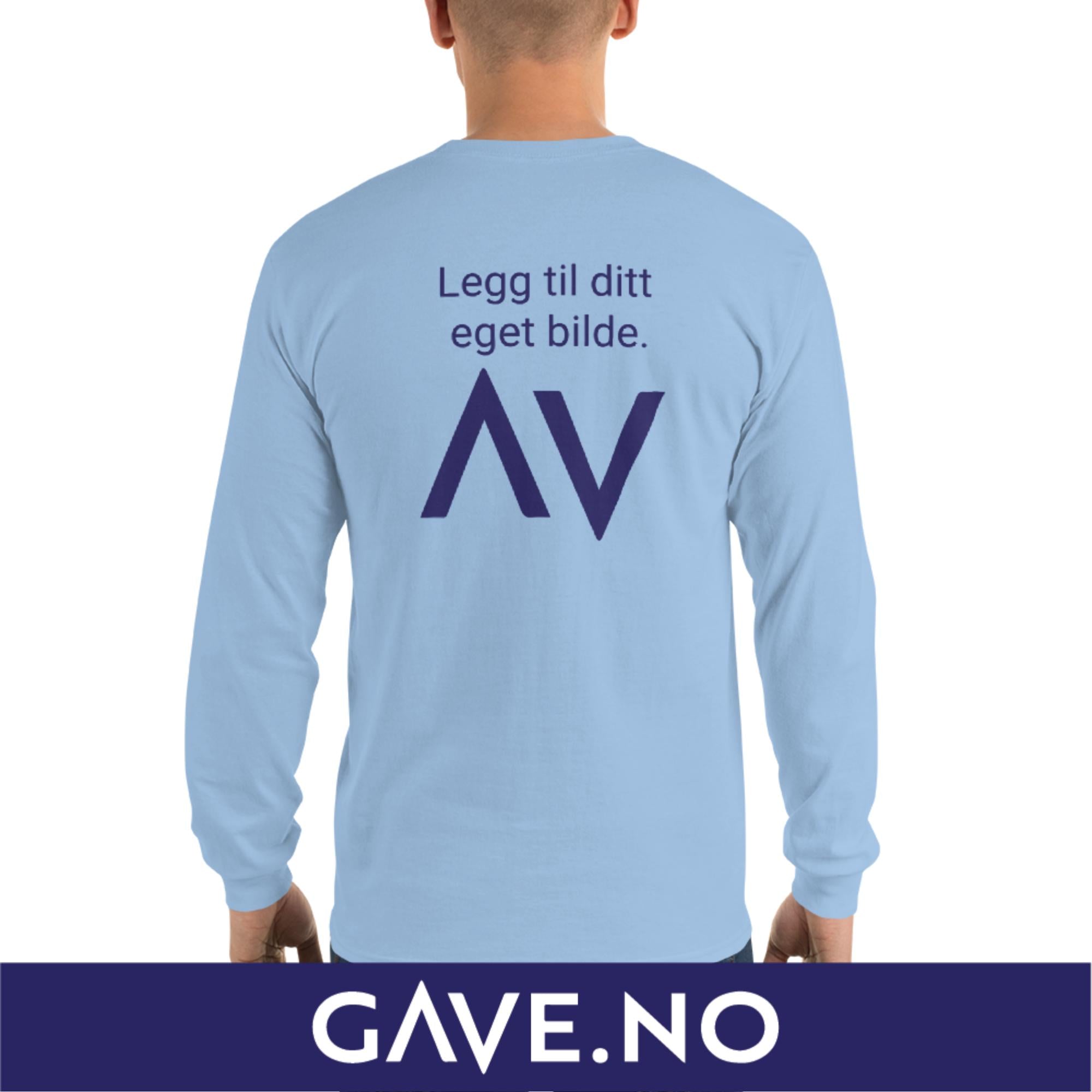 Langermet skjorte for menn med din egen tekst (print bak)