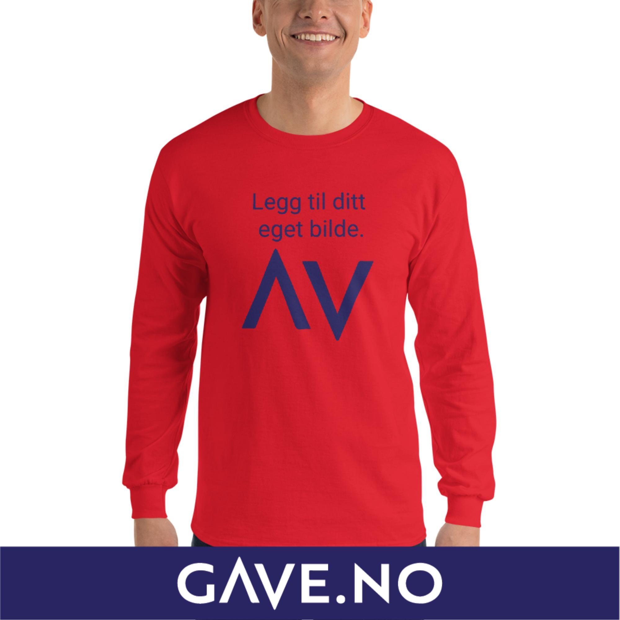 Langermet skjorte for menn med din egen tekst (print foran)