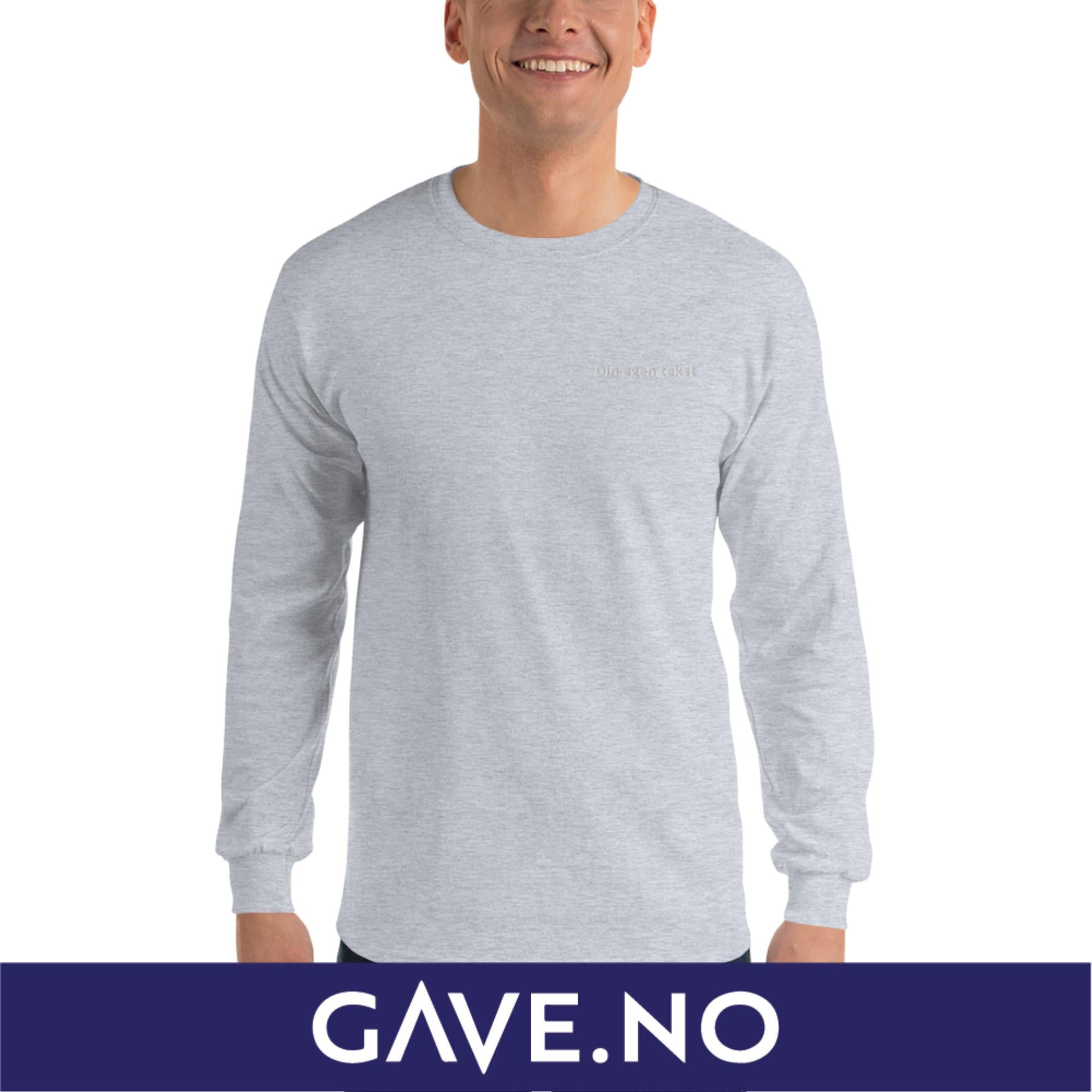 Langermet skjorte for menn med din egen tekst (brodert venstre)