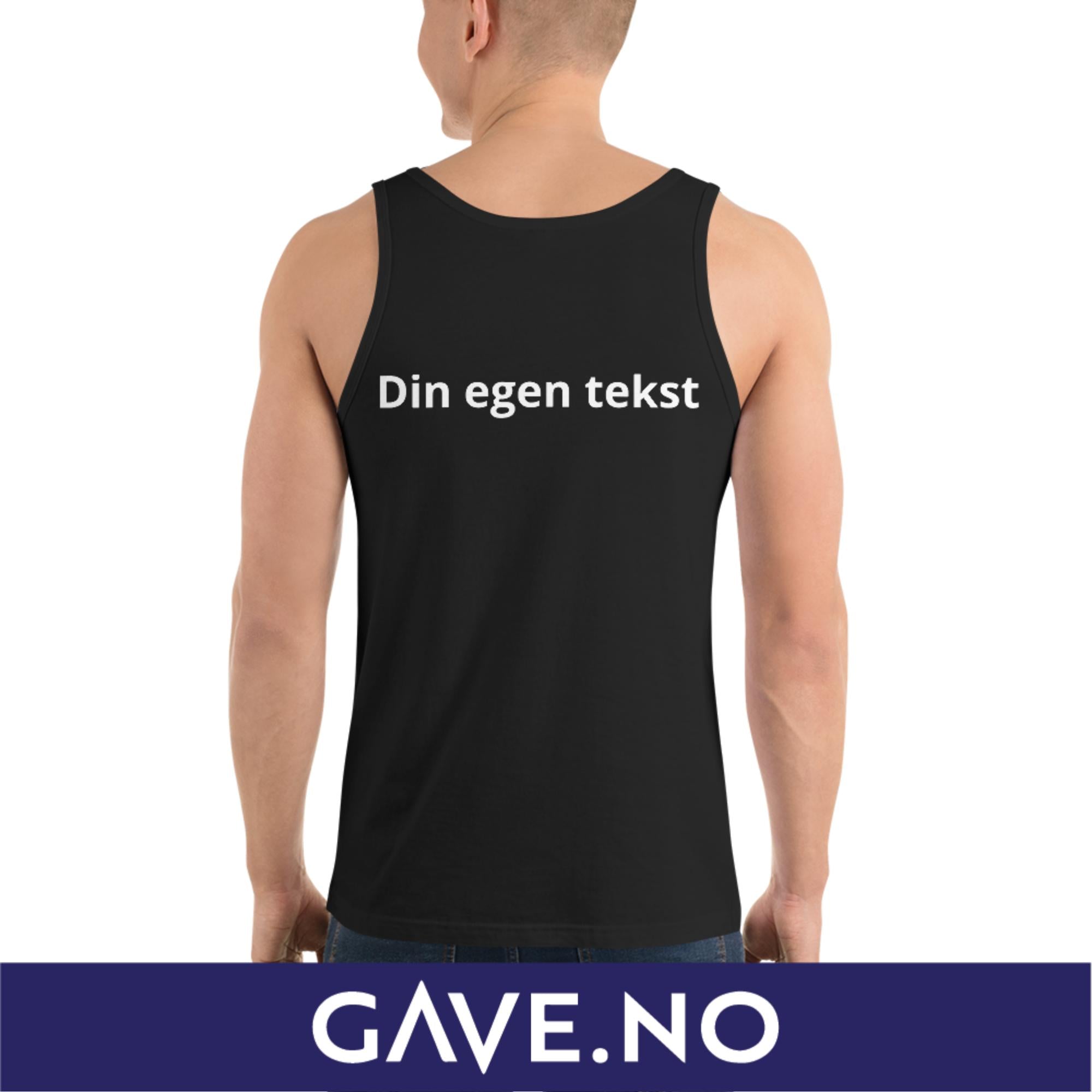 Unisex-topp med din egen tekst (print bak)