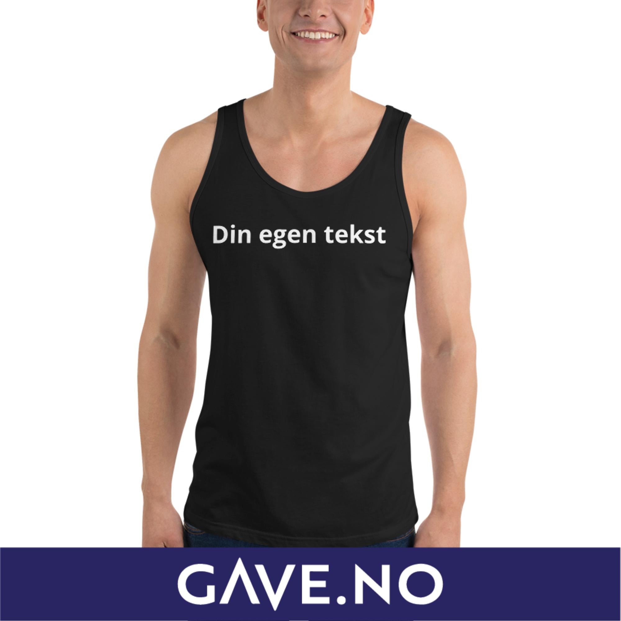 Unisex-topp med din egen tekst (print foran)