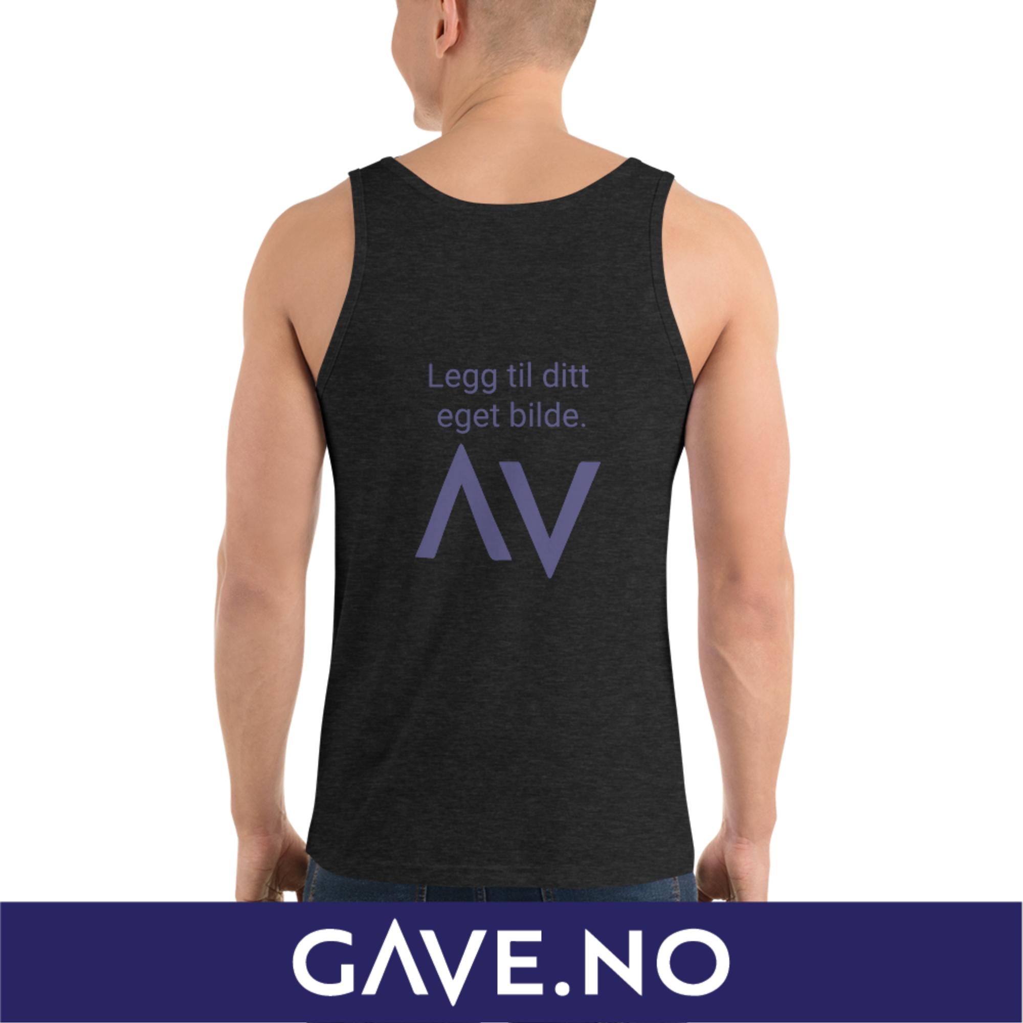 Unisex-topp med ditt eget bilde (print bak)